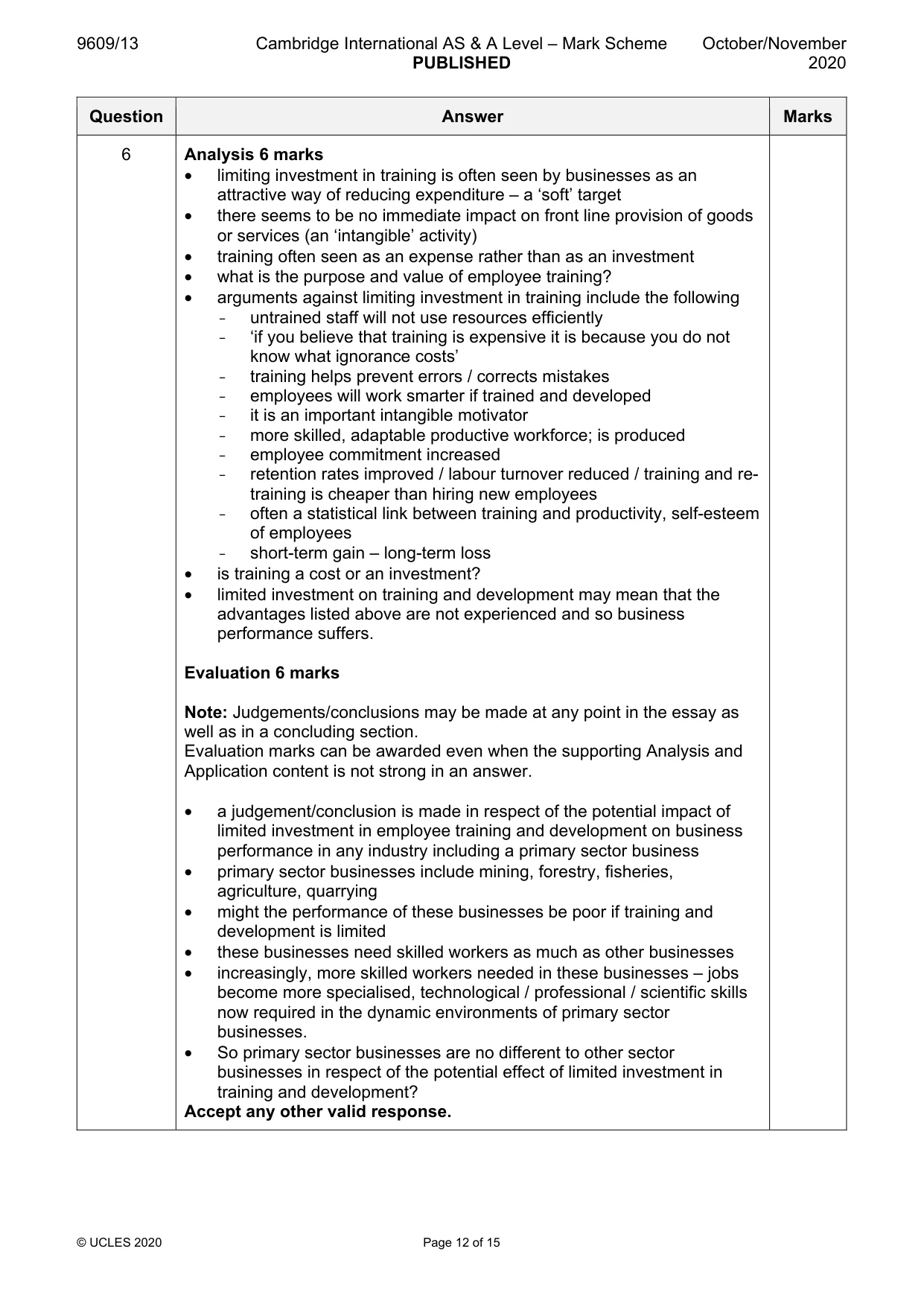 Mark scheme, page 12 of 15