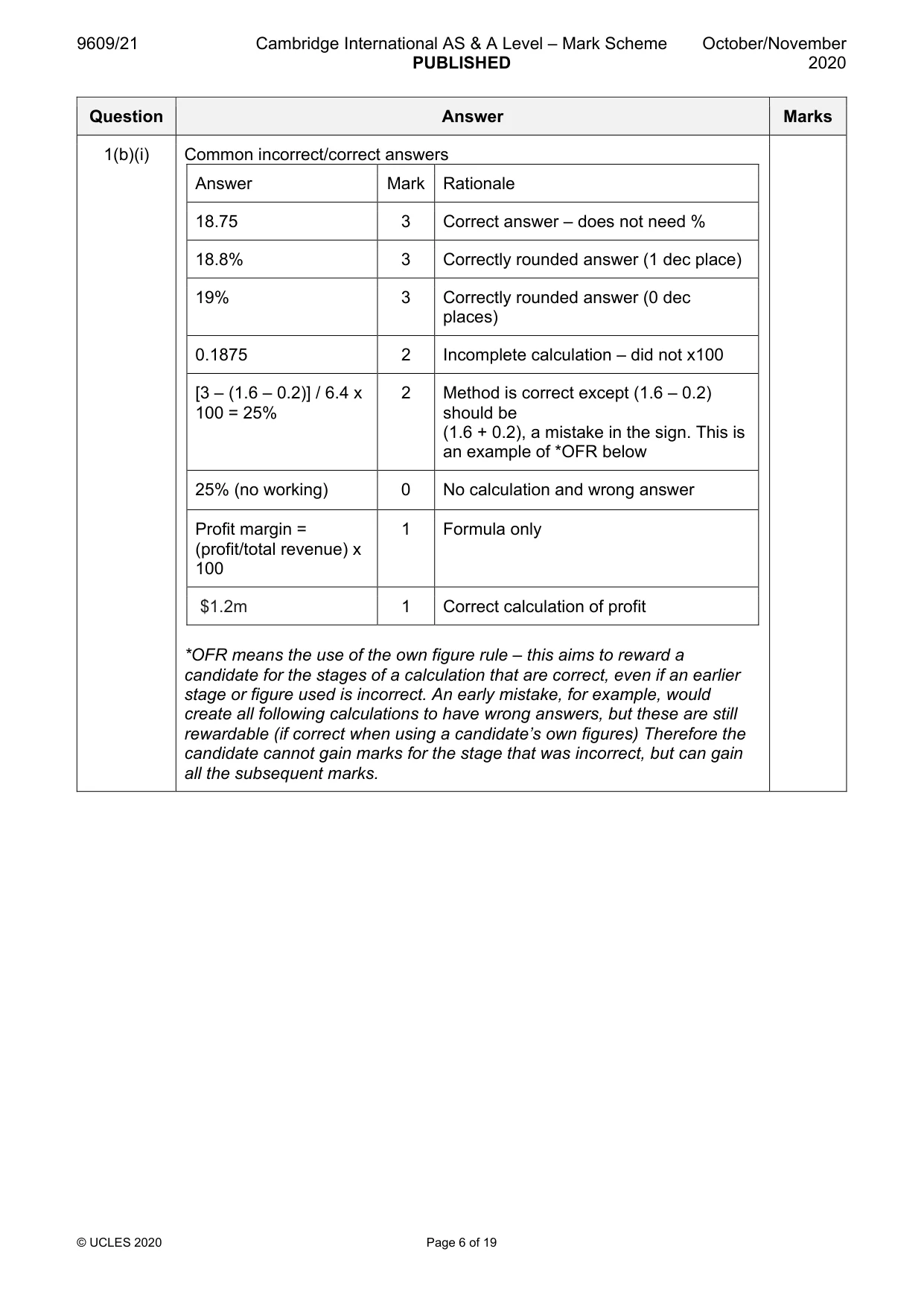 Mark scheme, page 6 of 19