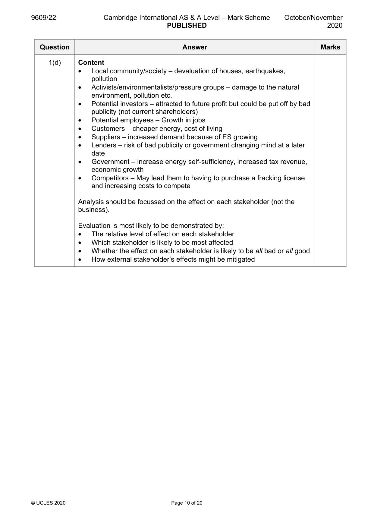 Mark scheme, page 10 of 20