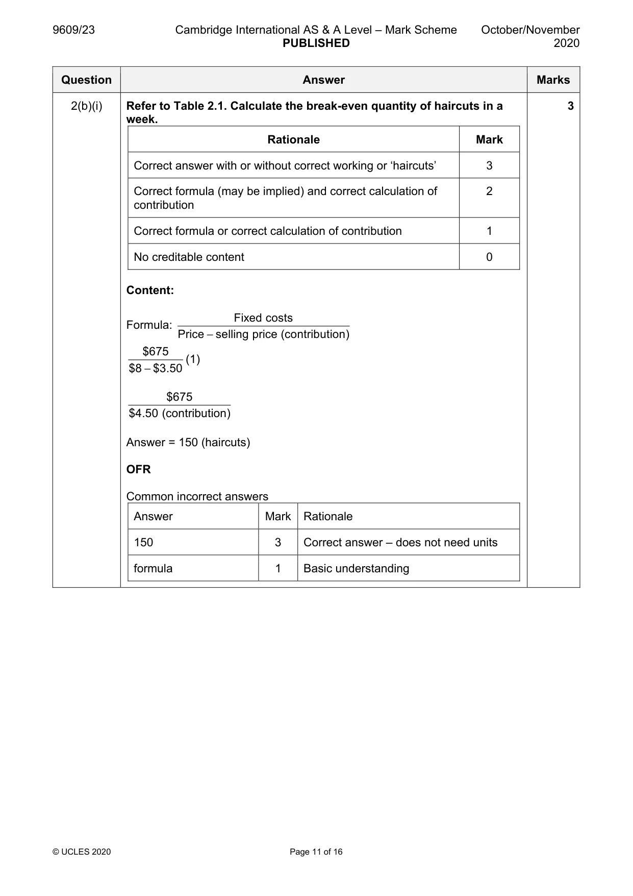 Mark scheme, page 11 of 16