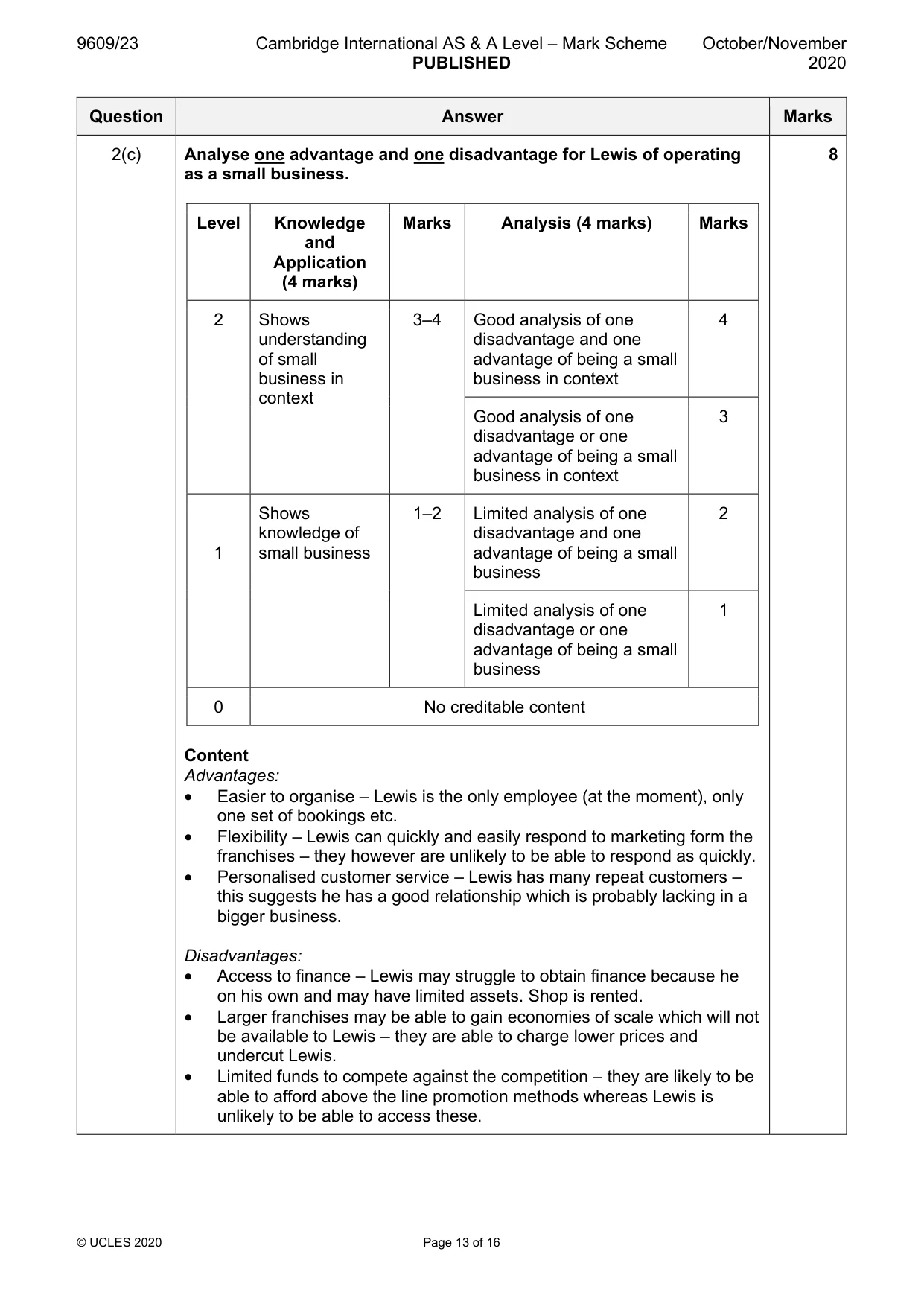 Mark scheme, page 13 of 16