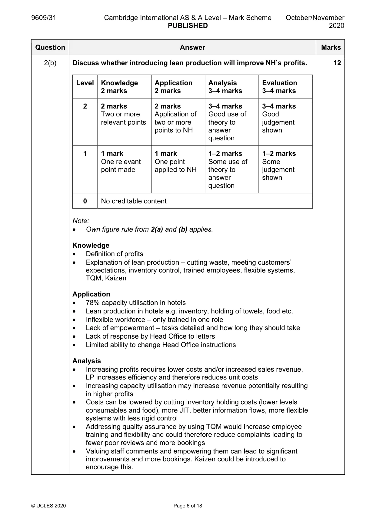 Mark scheme, page 6 of 18