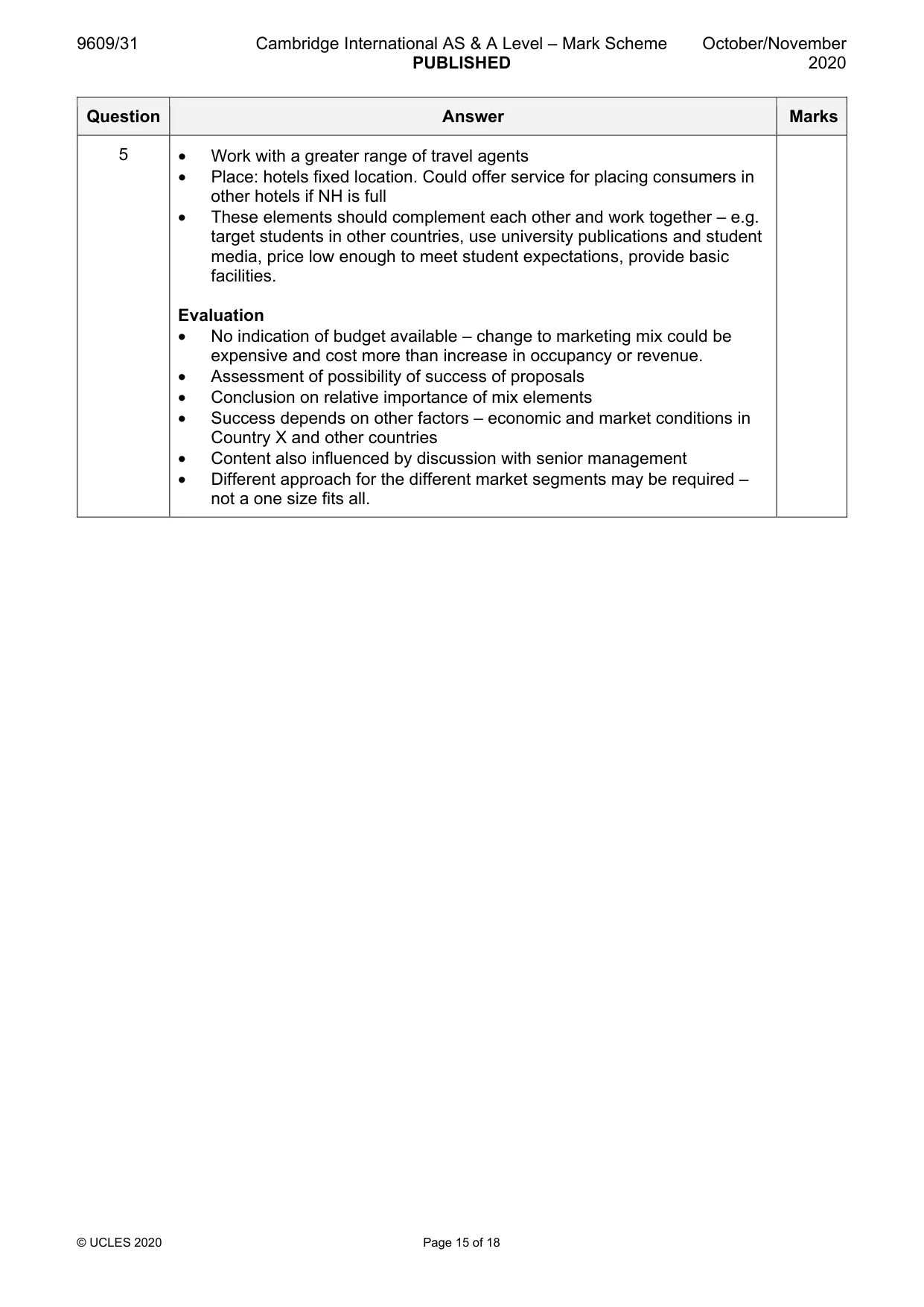 Mark scheme, page 15 of 18