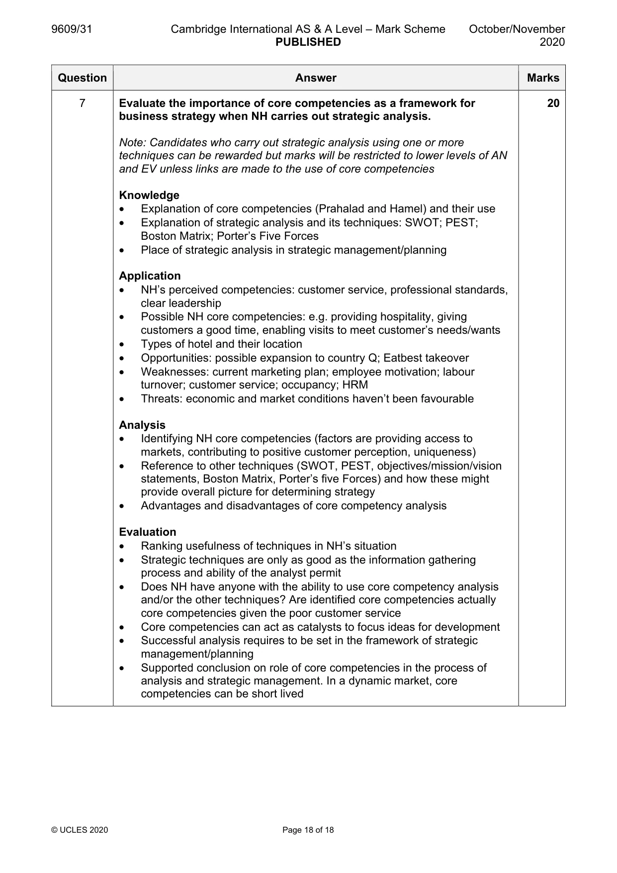 Mark scheme, page 18 of 18