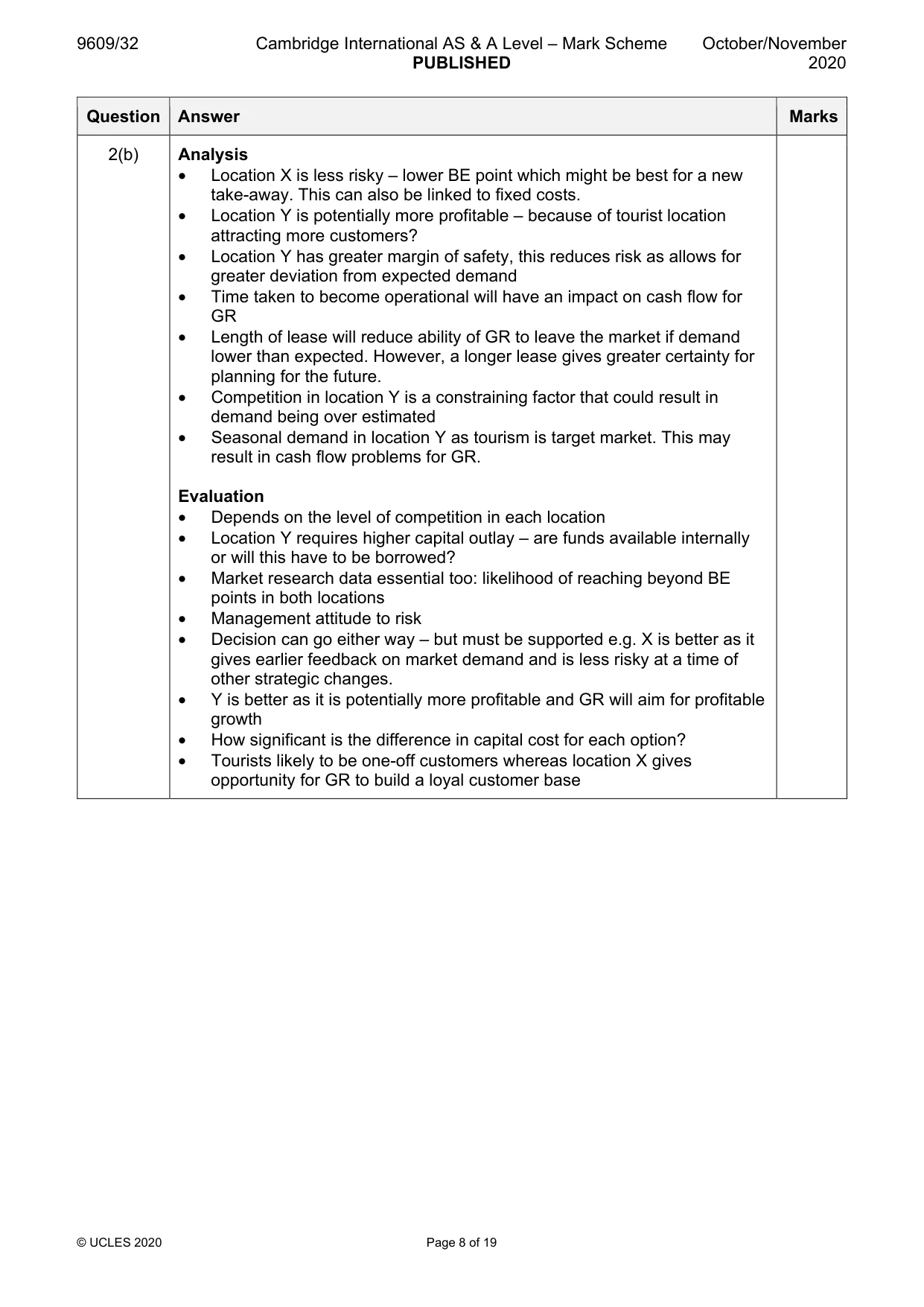 Mark scheme, page 8 of 19