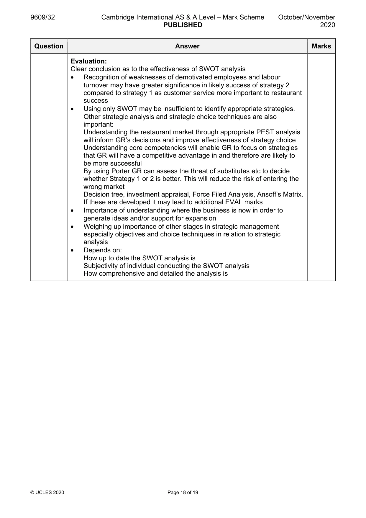 Mark scheme, page 18 of 19
