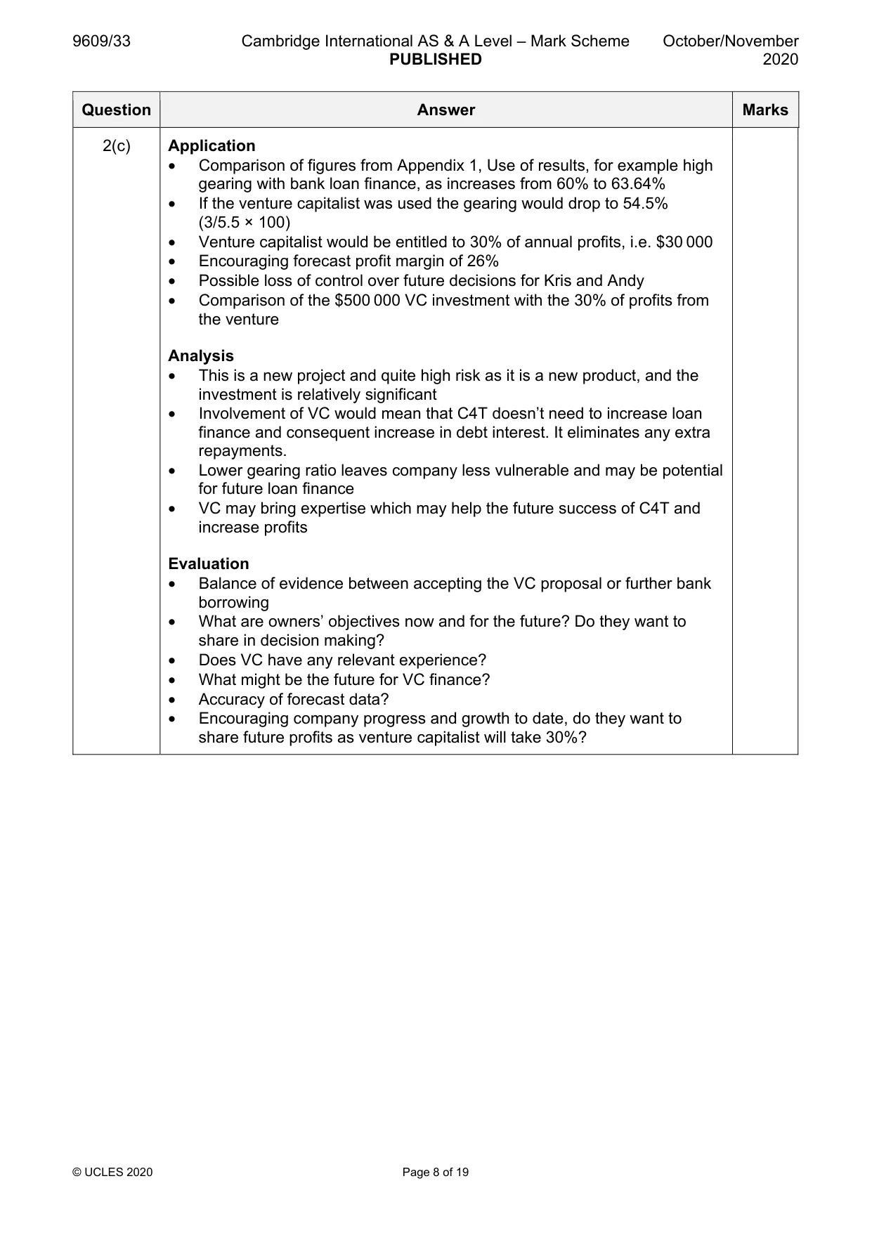 Mark scheme, page 8 of 19