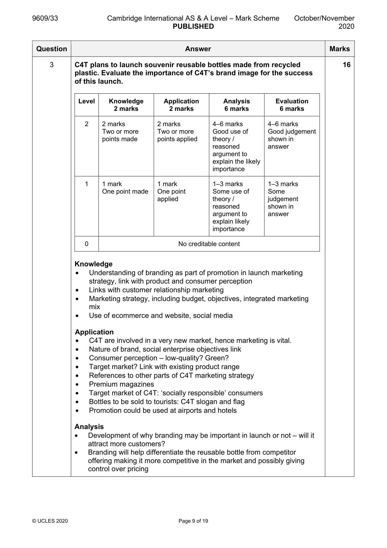 Mark scheme, page 9 of 19