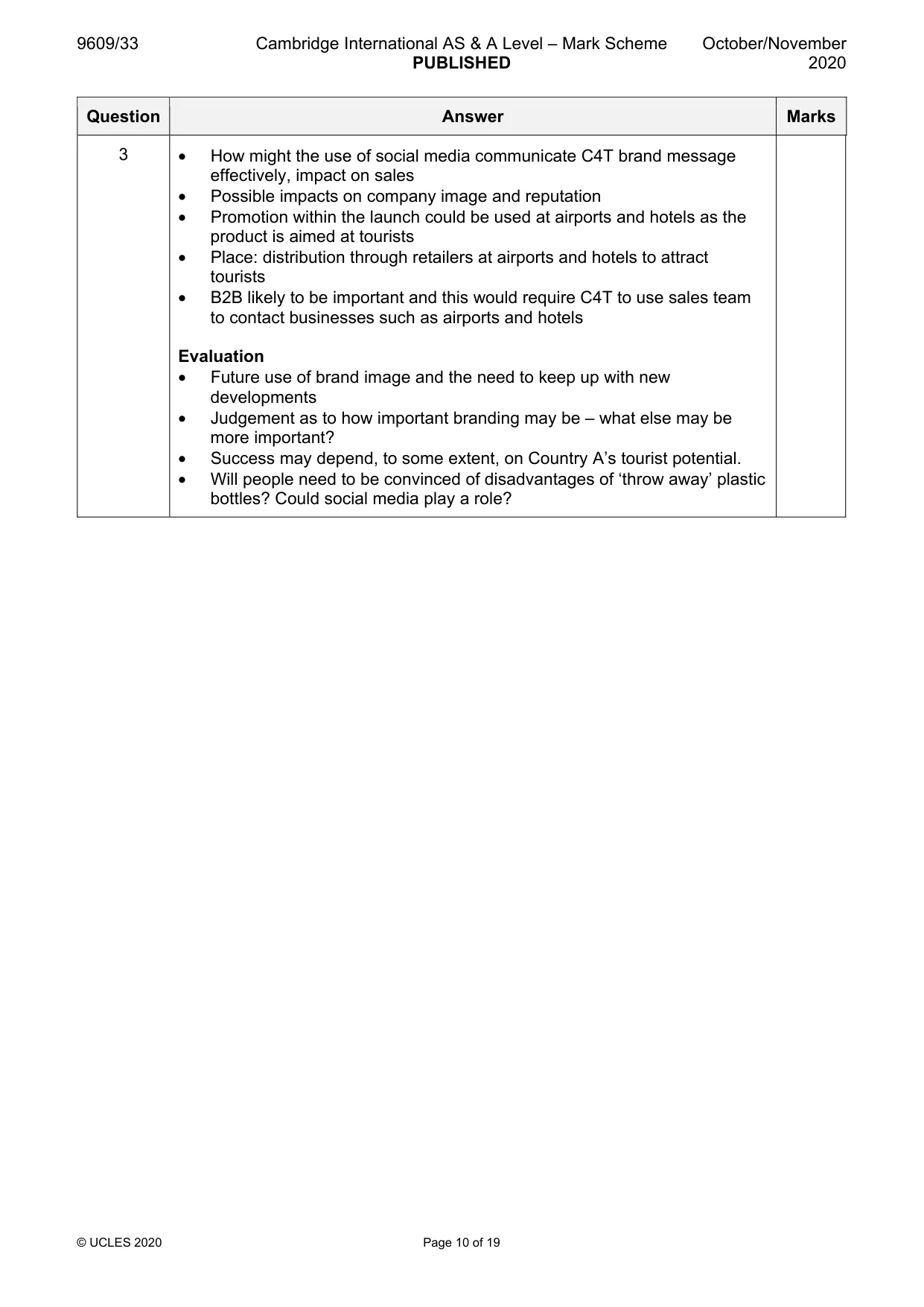 Mark scheme, page 10 of 19