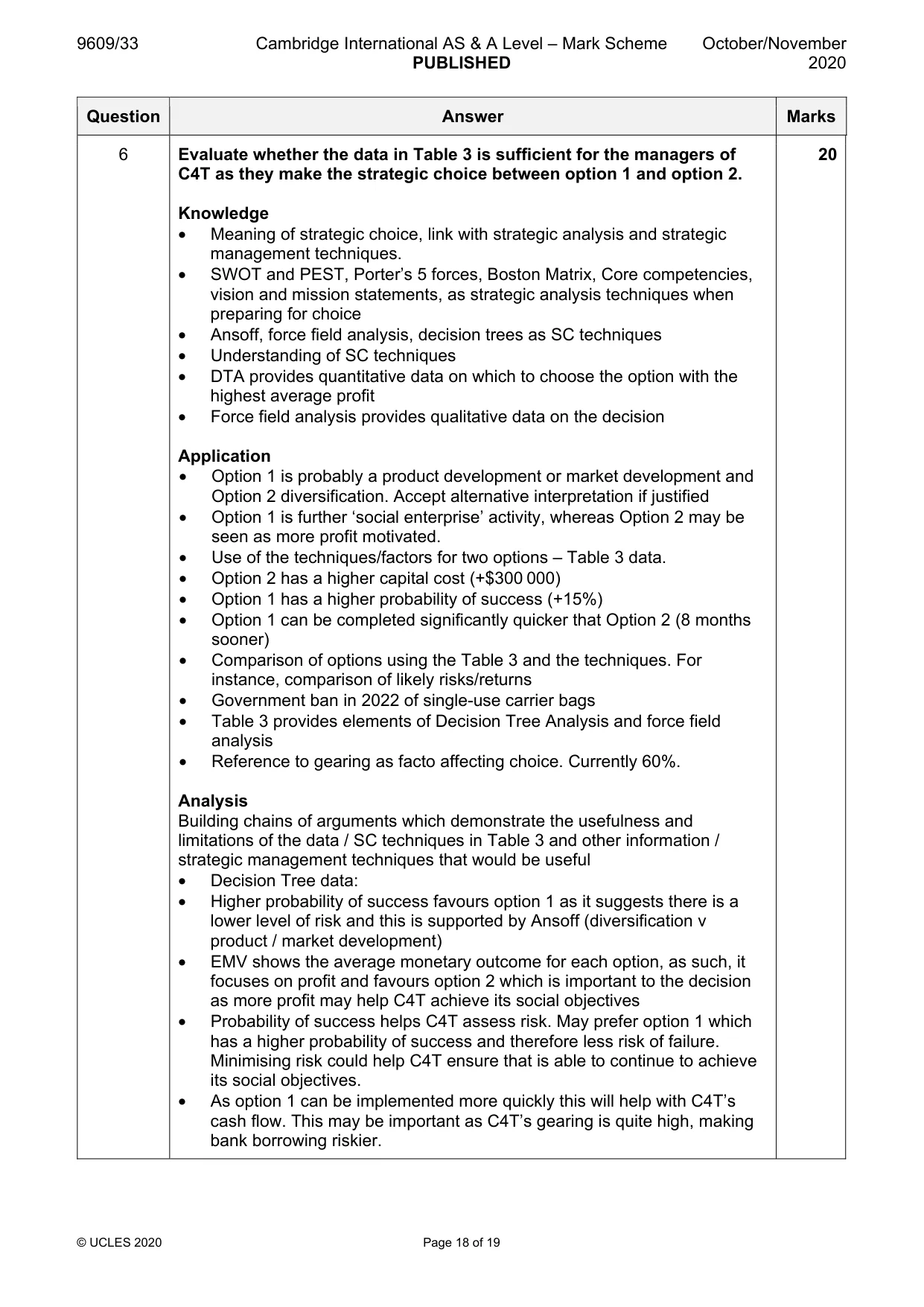 Mark scheme, page 18 of 19