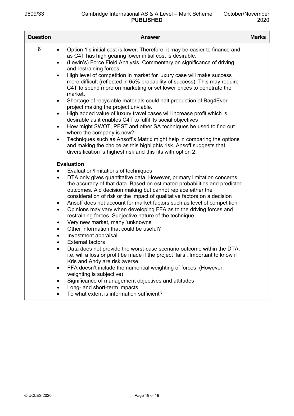 Mark scheme, page 19 of 19