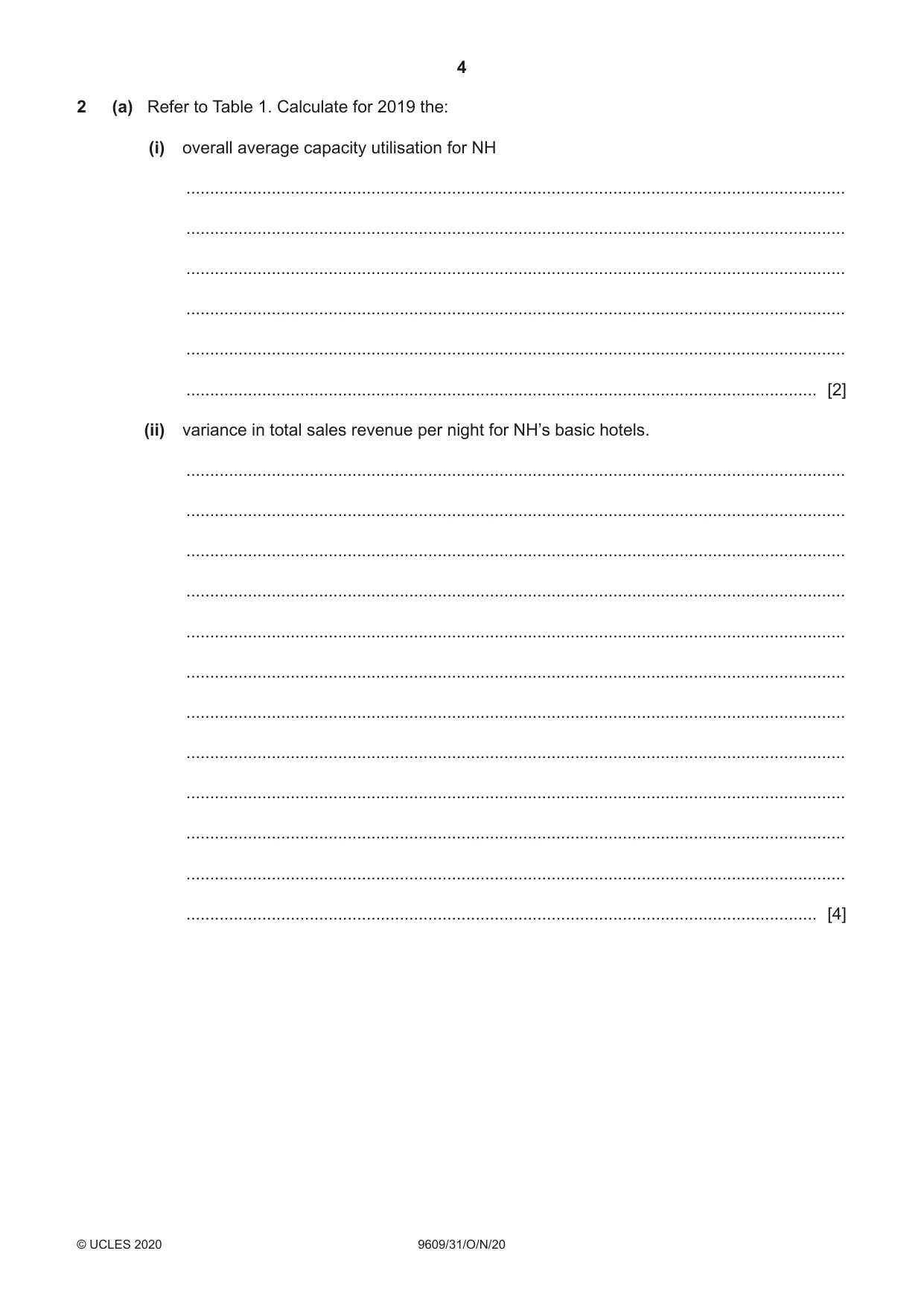 Cambridge A Level Business (for first examination in 2016) 9609 2020 Oct/Nov Paper 3 · Variant 1 question paper, page 4 of 20