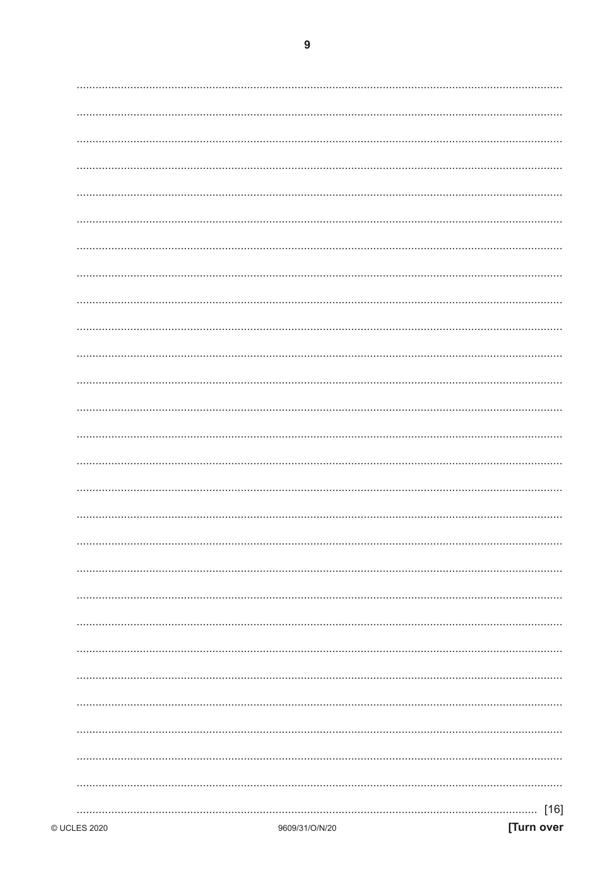 Cambridge A Level Business (for first examination in 2016) 9609 2020 Oct/Nov Paper 3 · Variant 1 question paper, page 9 of 20