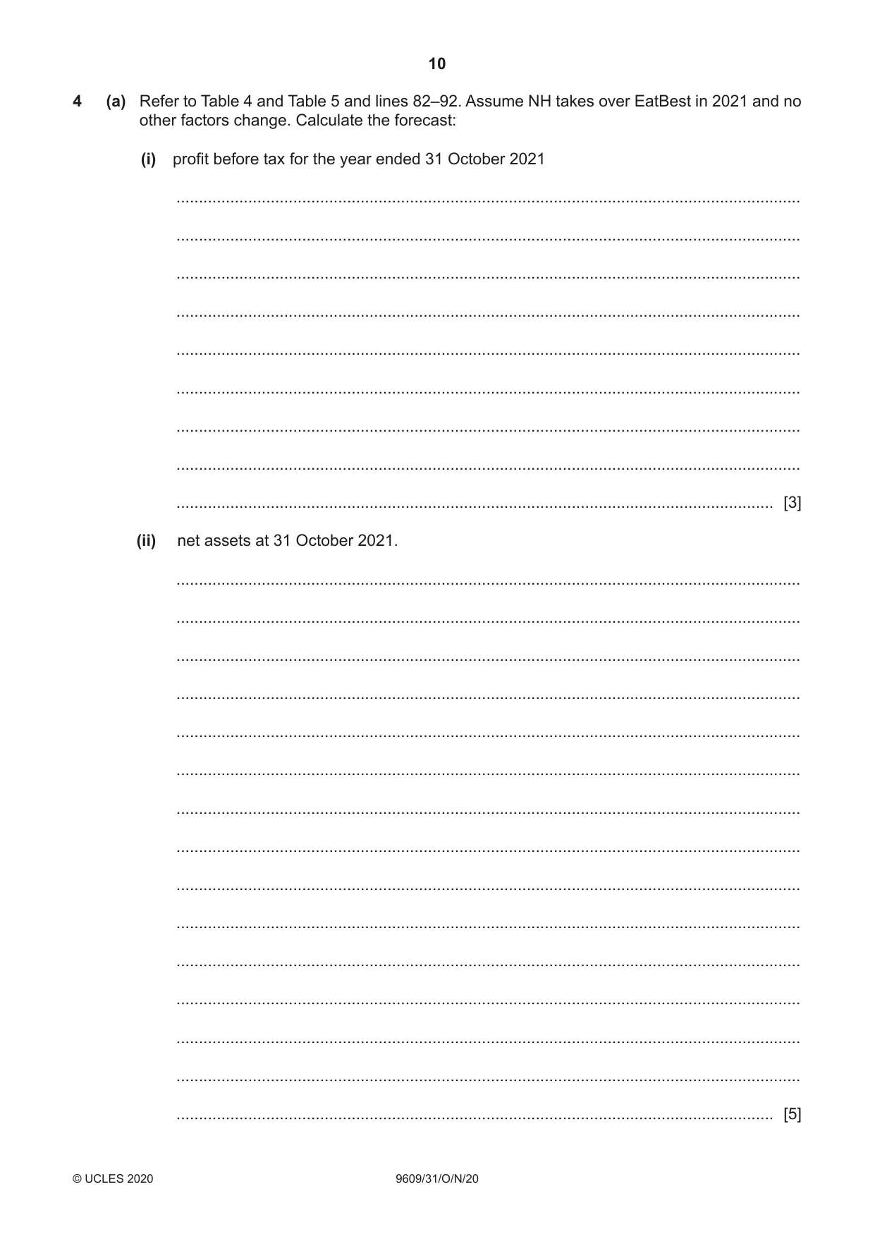 Cambridge A Level Business (for first examination in 2016) 9609 2020 Oct/Nov Paper 3 · Variant 1 question paper, page 10 of 20