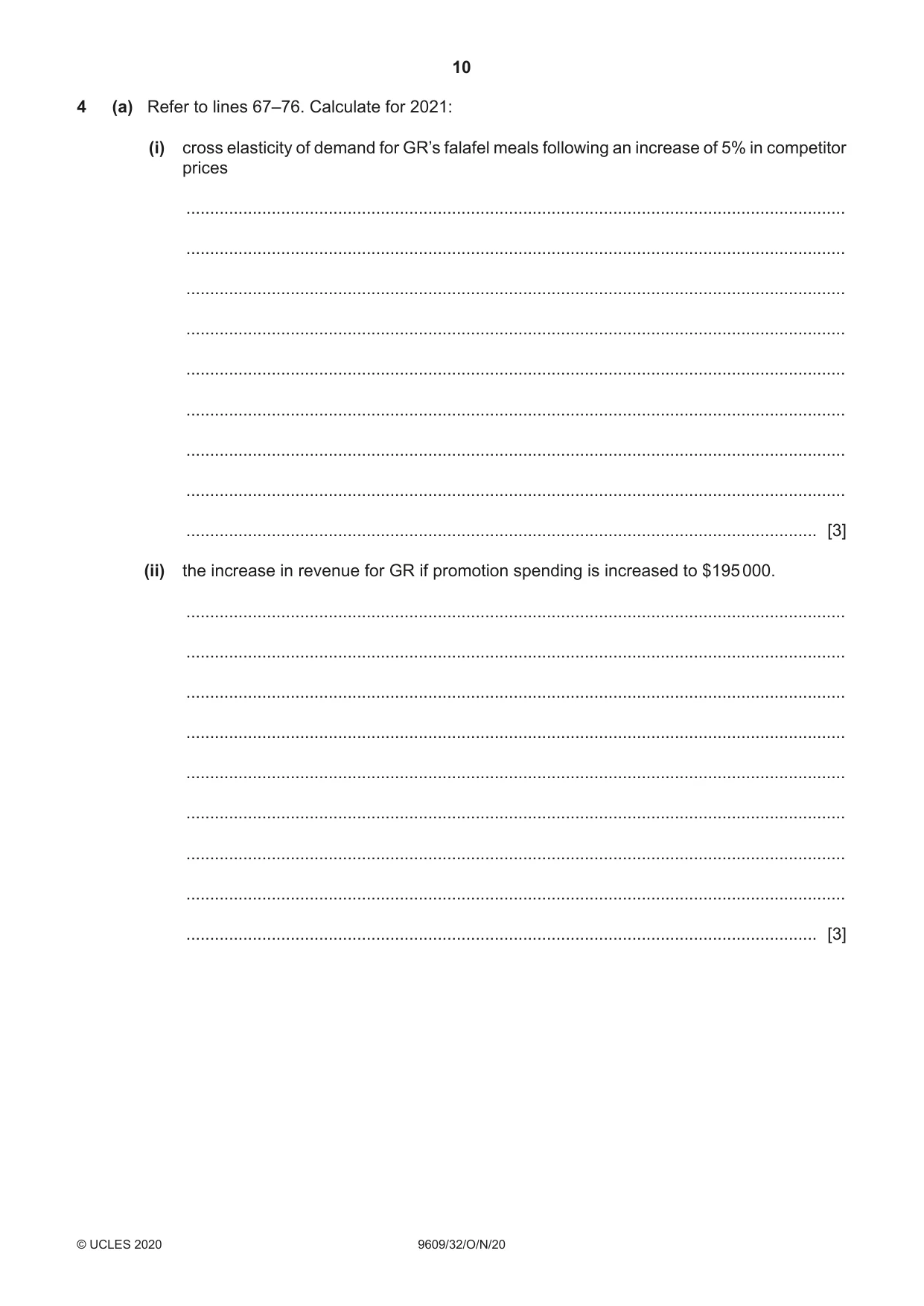 Cambridge A Level Business (for first examination in 2016) 9609 2020 Oct/Nov Paper 3 · Variant 2 question paper, page 10 of 20