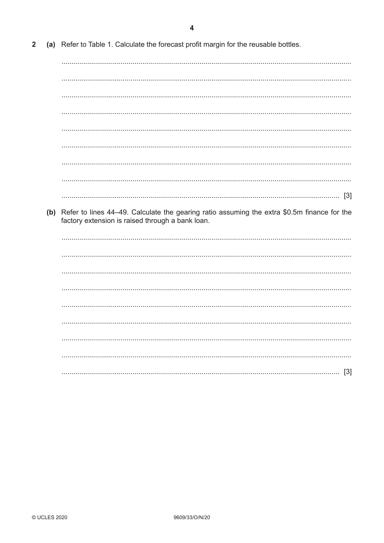 Cambridge A Level Business (for first examination in 2016) 9609 2020 Oct/Nov Paper 3 · Variant 3 question paper, page 4 of 20