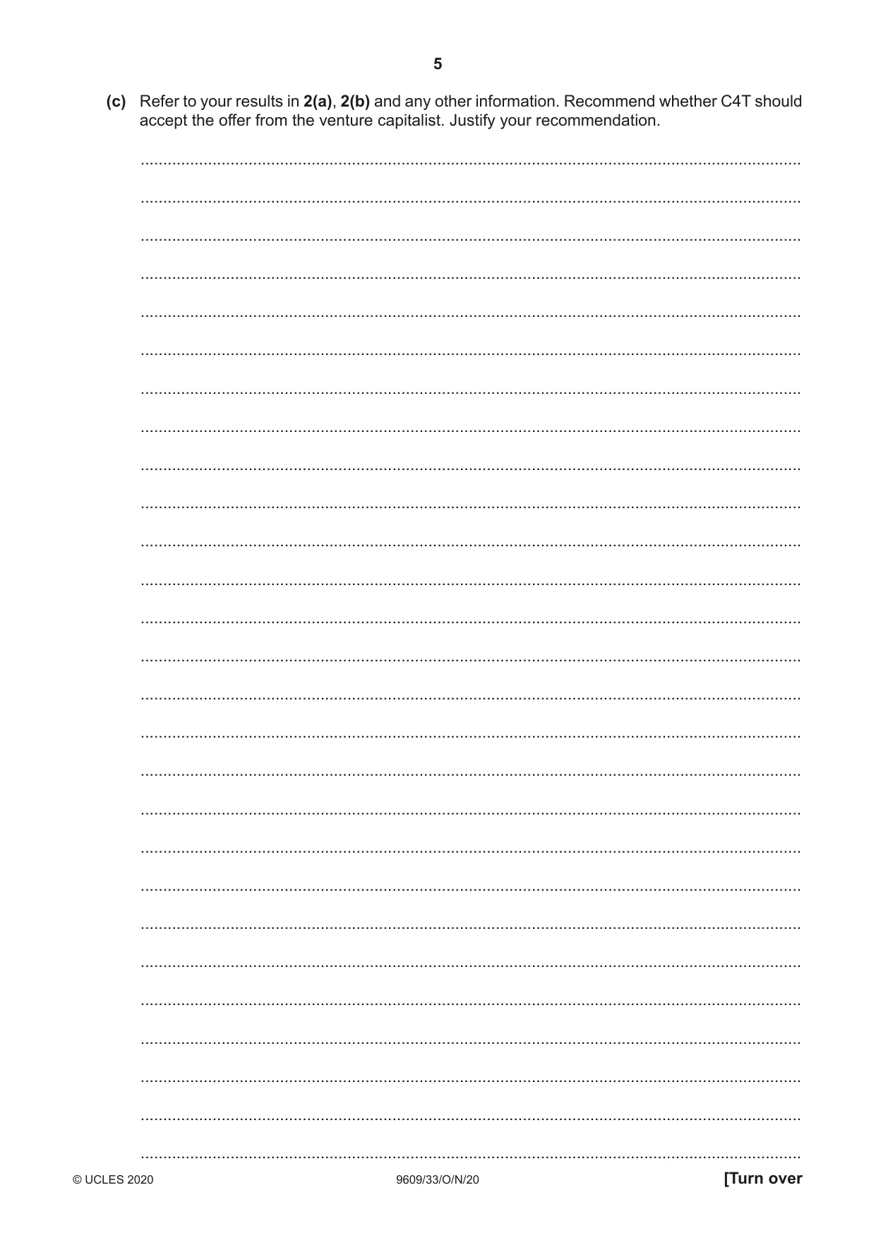 Cambridge A Level Business (for first examination in 2016) 9609 2020 Oct/Nov Paper 3 · Variant 3 question paper, page 5 of 20