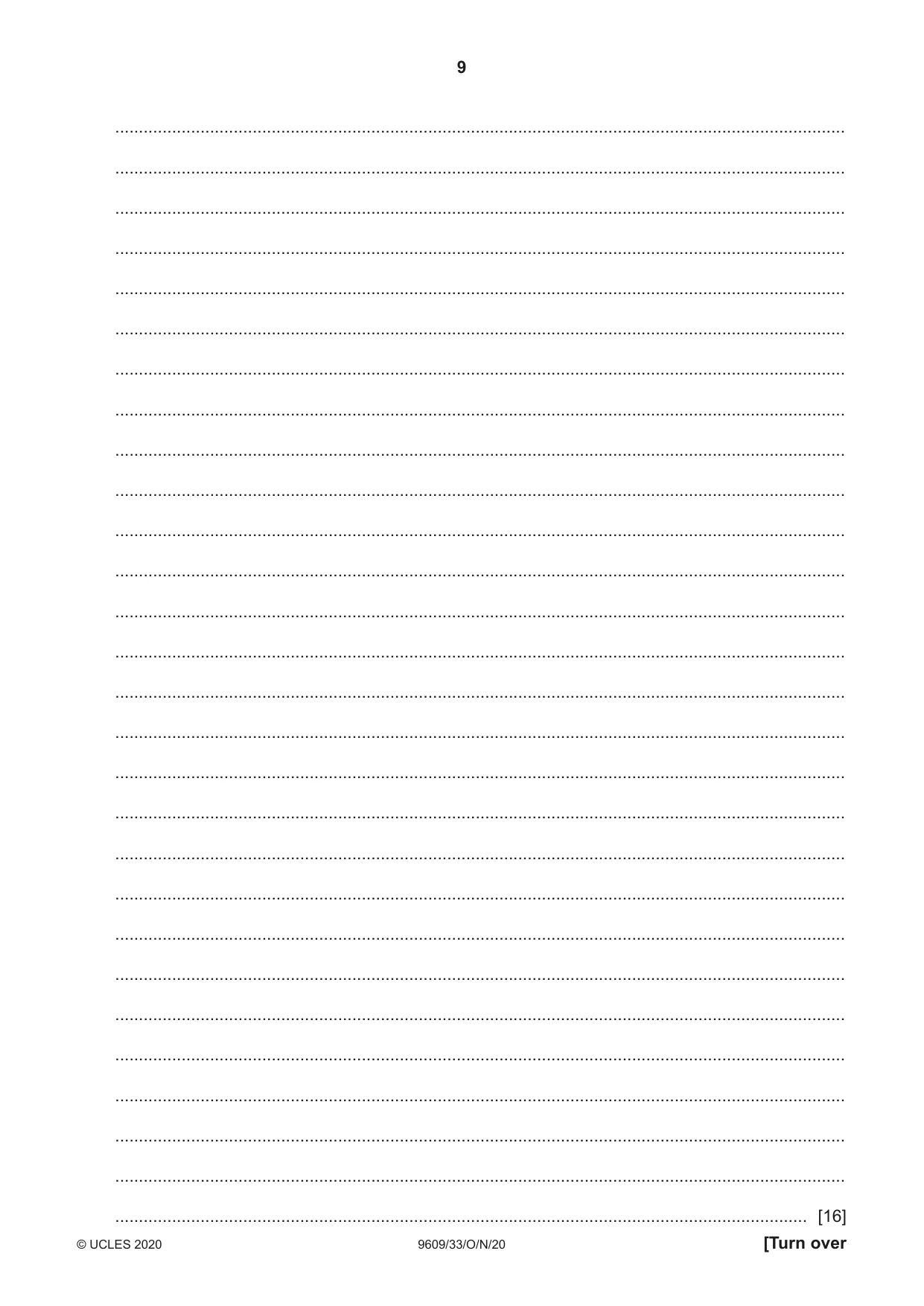 Cambridge A Level Business (for first examination in 2016) 9609 2020 Oct/Nov Paper 3 · Variant 3 question paper, page 9 of 20