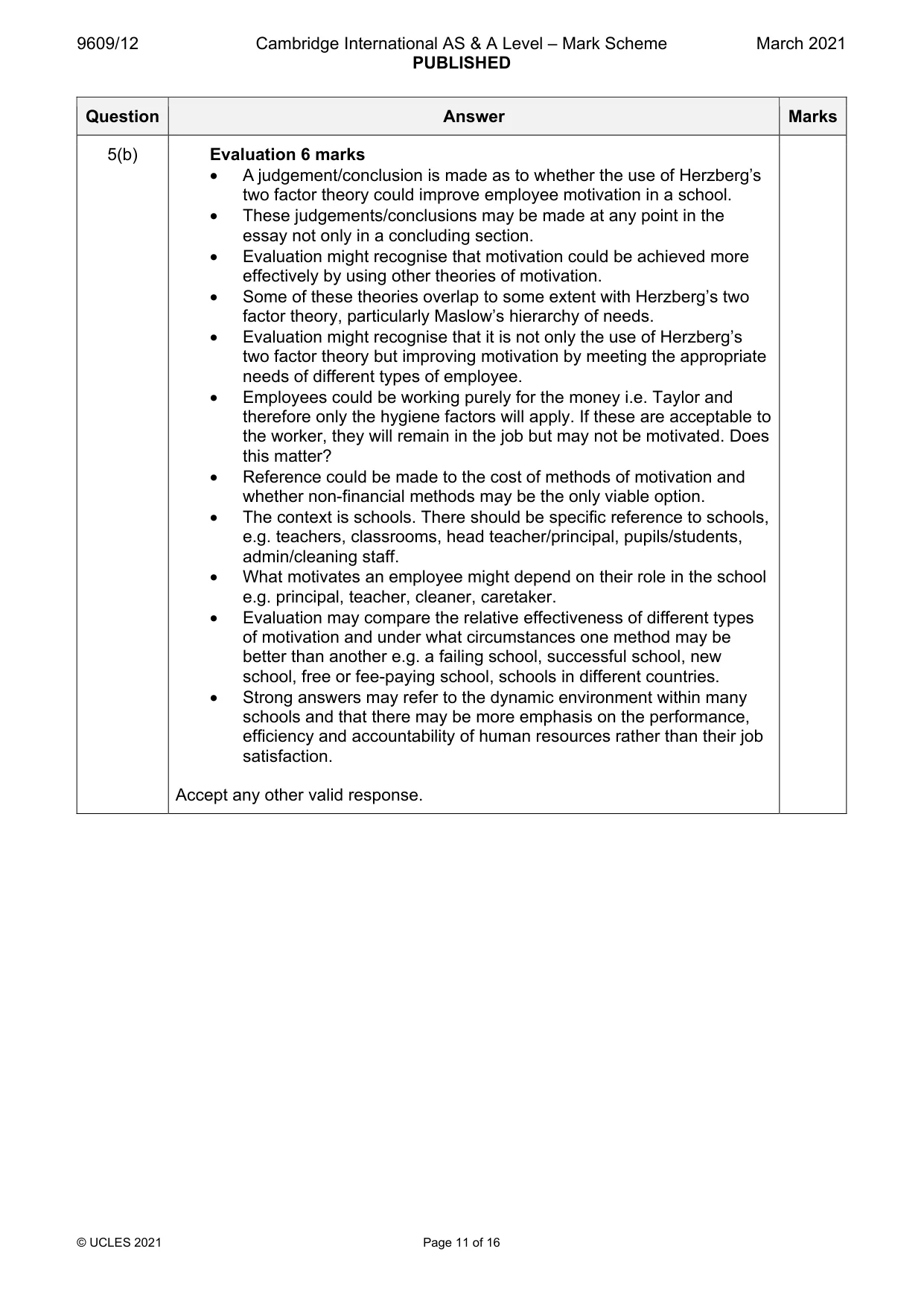 Mark scheme, page 11 of 16