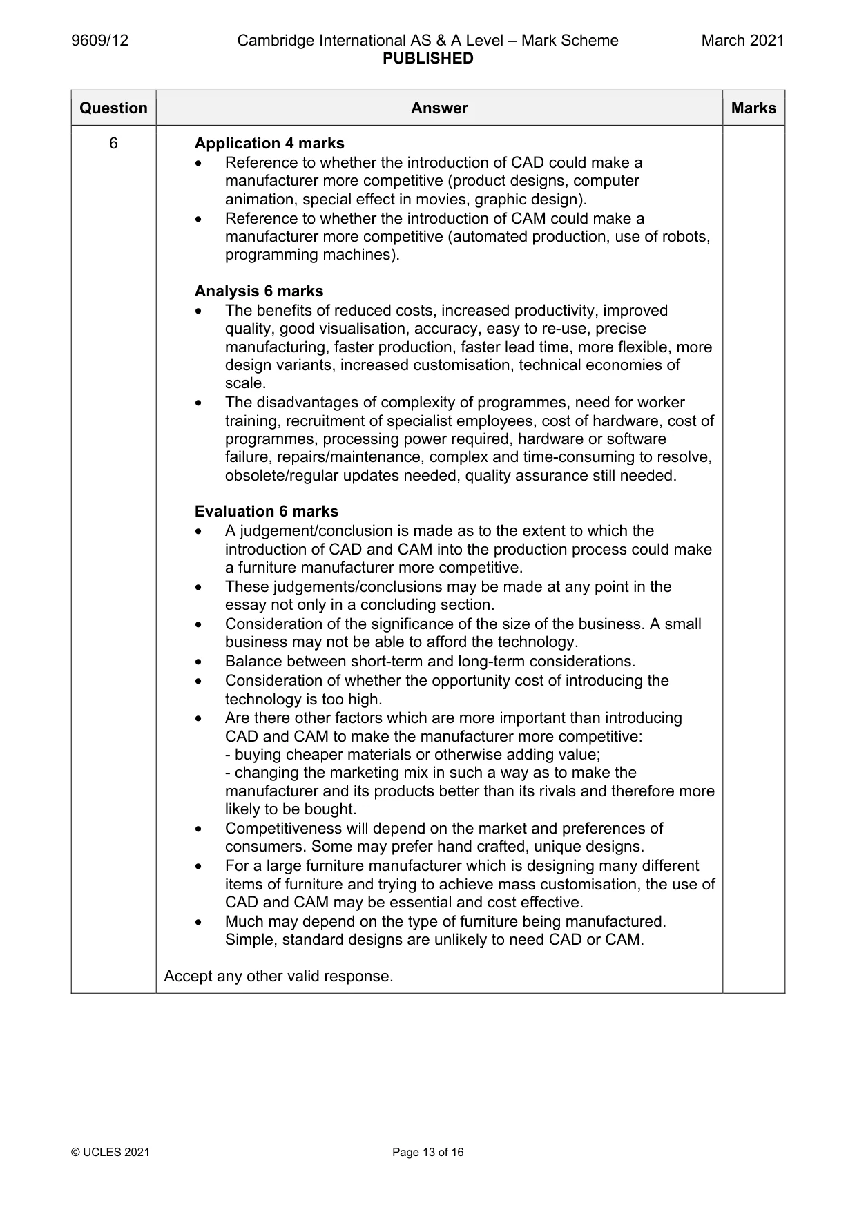 Mark scheme, page 13 of 16