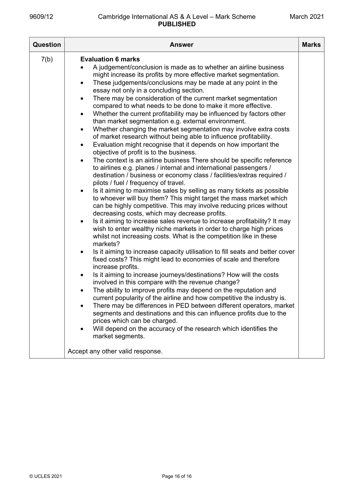 Mark scheme, page 16 of 16