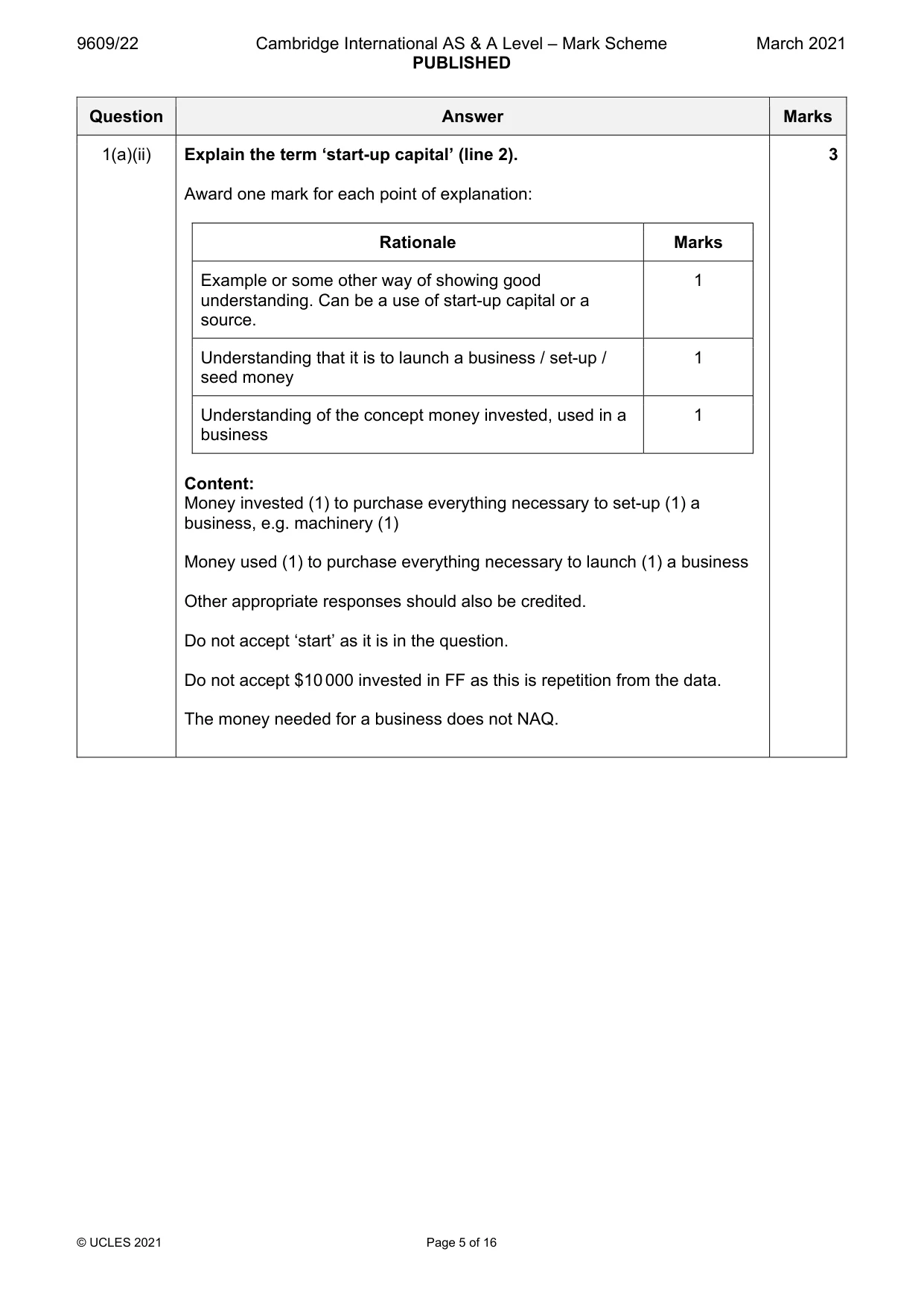 Mark scheme, page 5 of 16