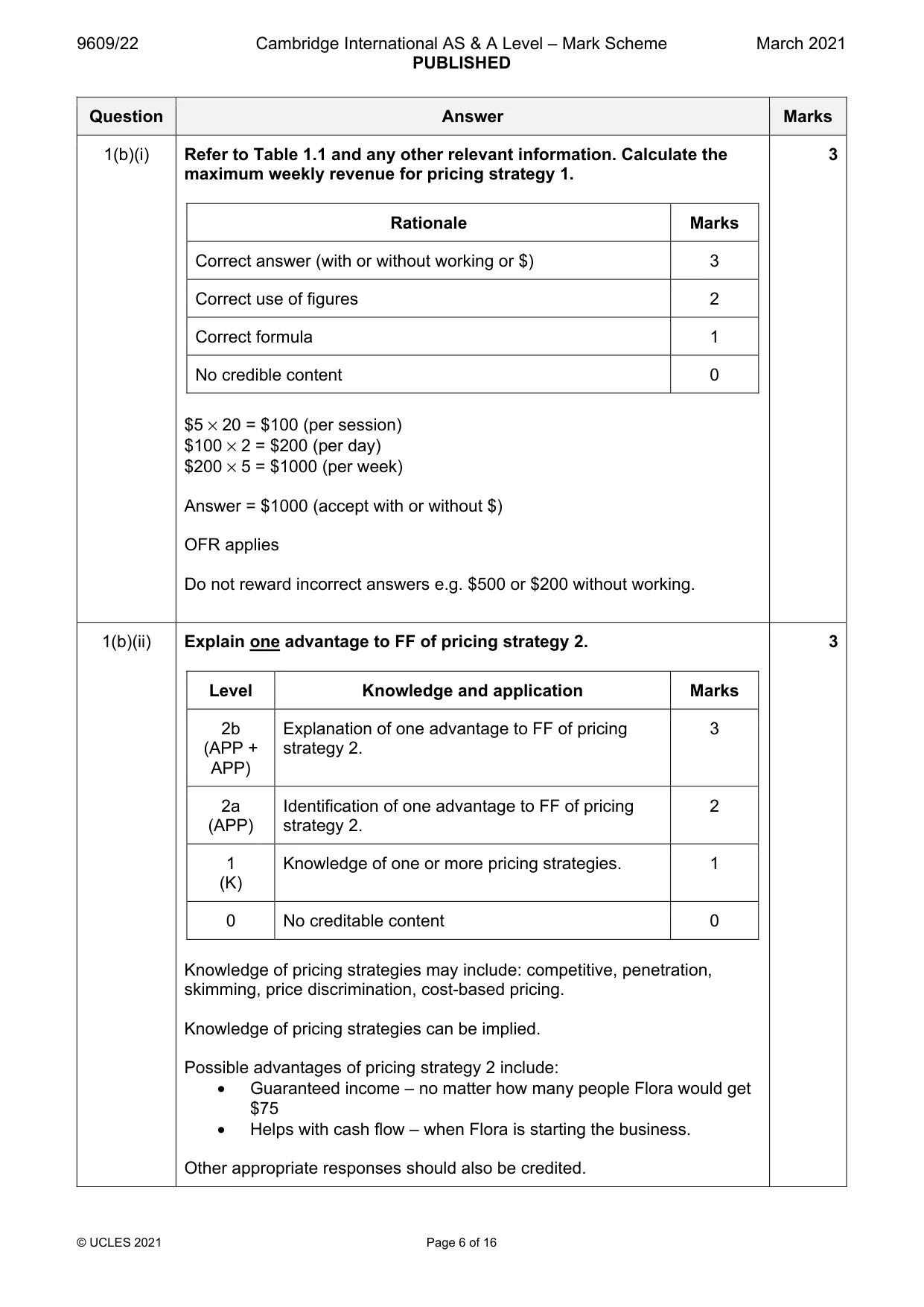 Mark scheme, page 6 of 16