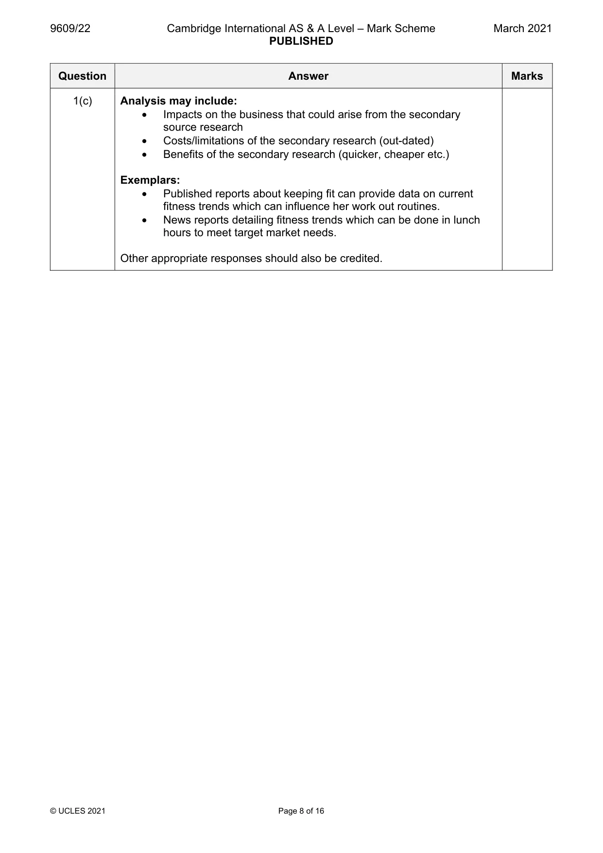 Mark scheme, page 8 of 16