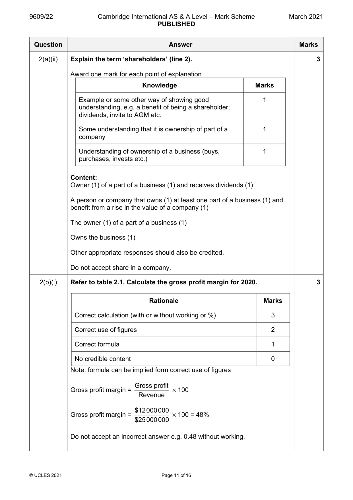Mark scheme, page 11 of 16