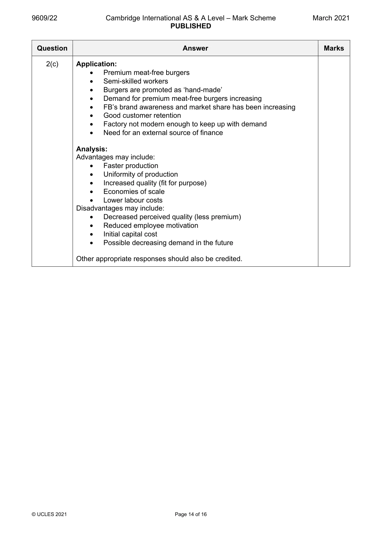 Mark scheme, page 14 of 16