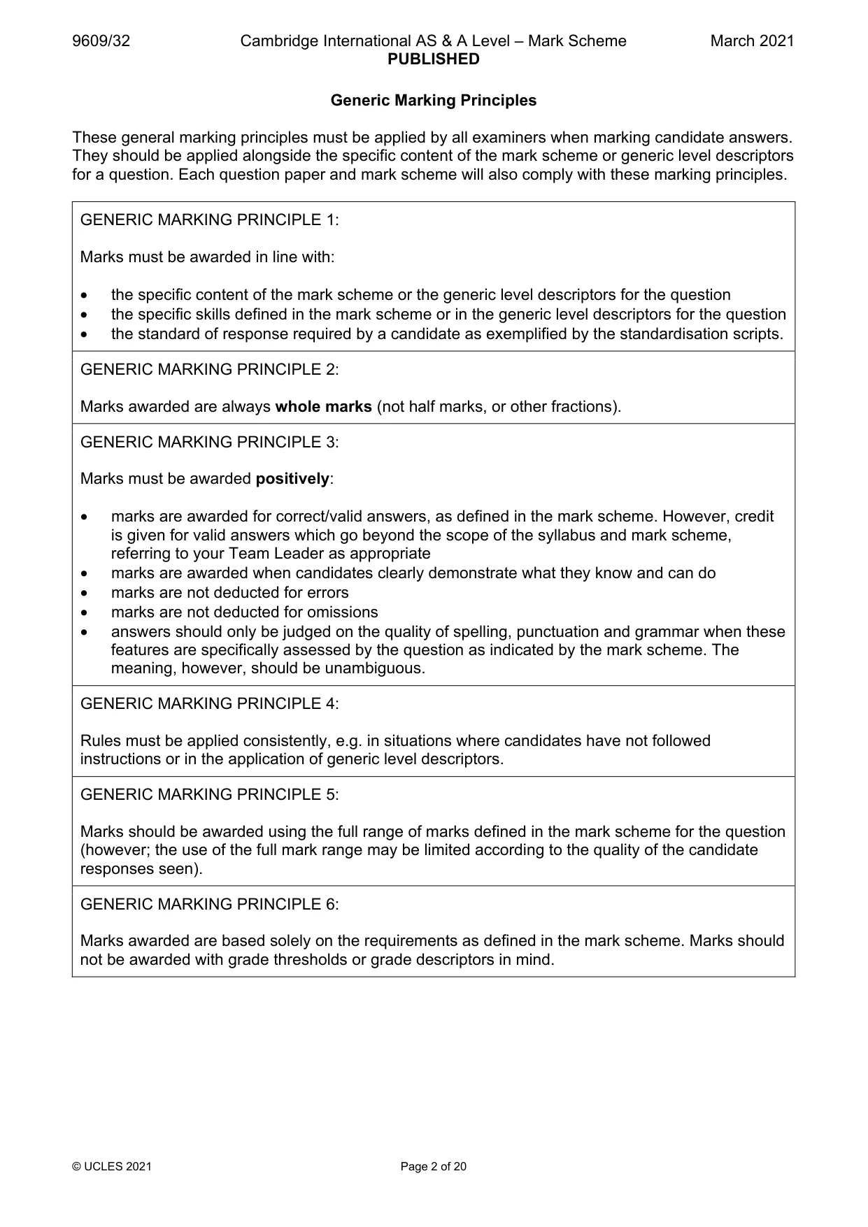 Mark scheme, page 2 of 20