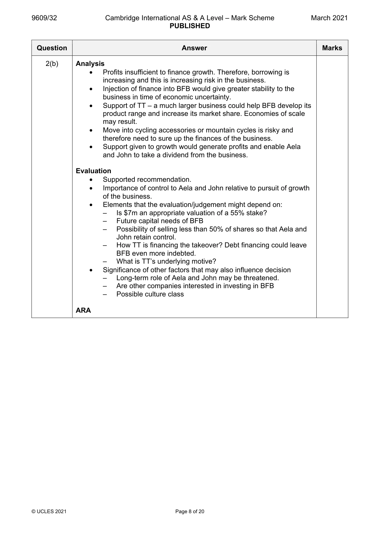 Mark scheme, page 8 of 20