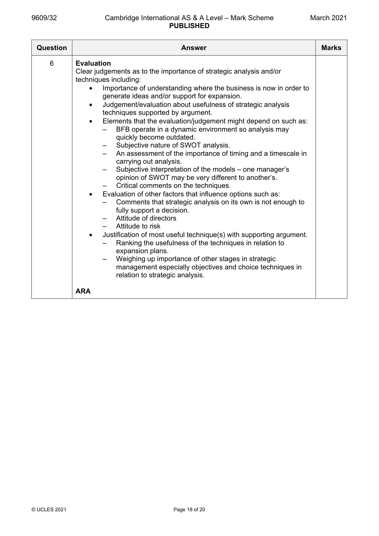 Mark scheme, page 18 of 20