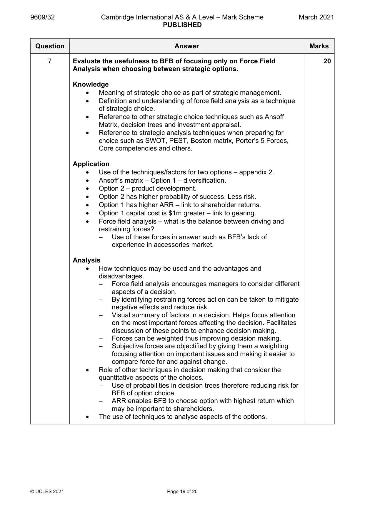 Mark scheme, page 19 of 20