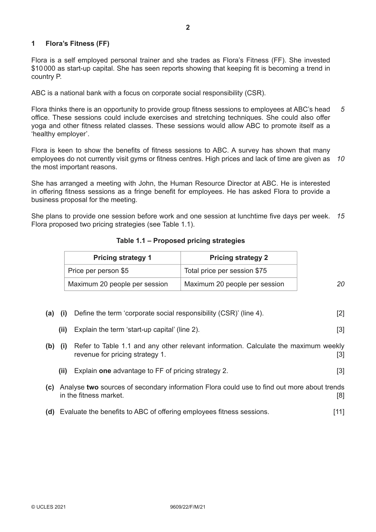 Cambridge A Level Business (for first examination in 2016) 9609 2021 Feb/March Paper 2 · Variant 2 question paper, page 2 of 4