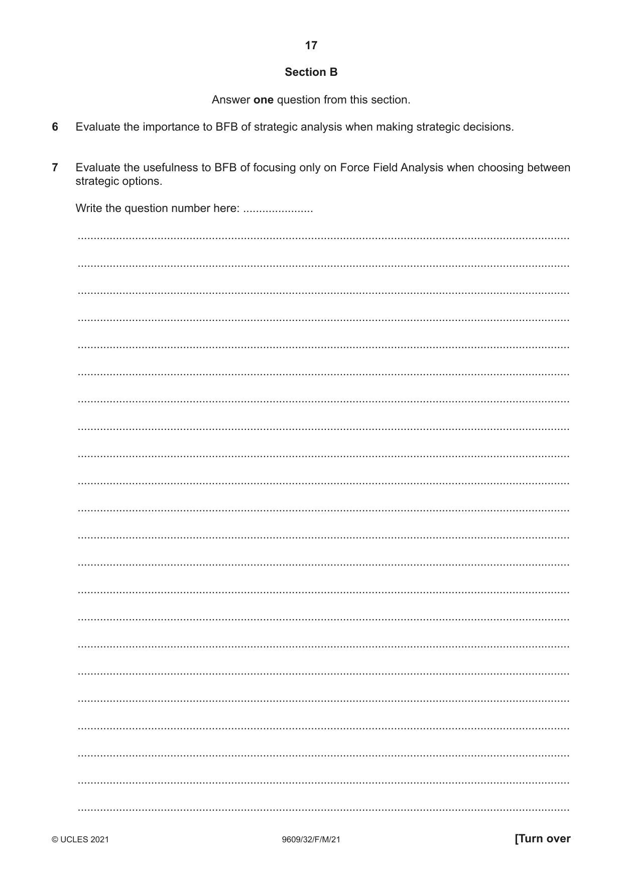 Cambridge A Level Business (for first examination in 2016) 9609 2021 Feb/March Paper 3 · Variant 2 question paper, page 17 of 20