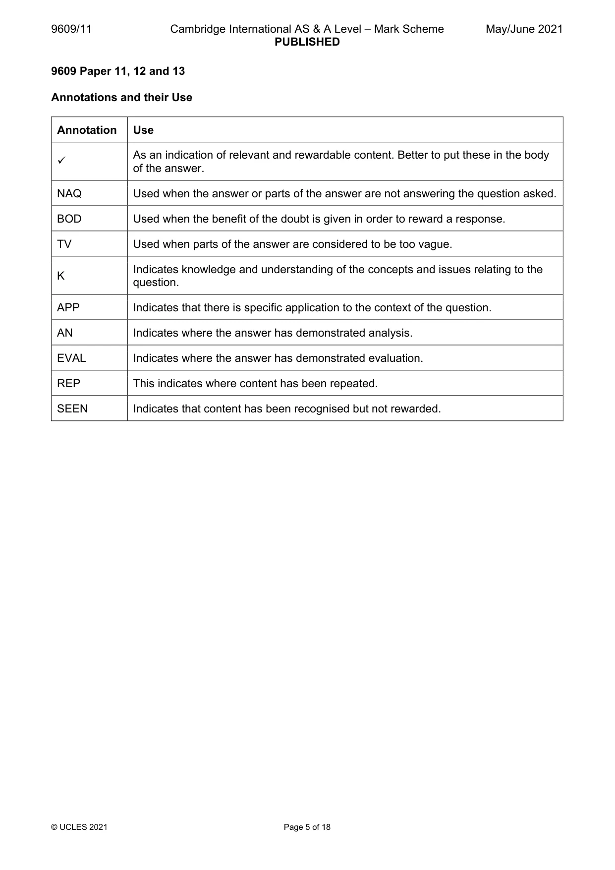 Mark scheme, page 5 of 18