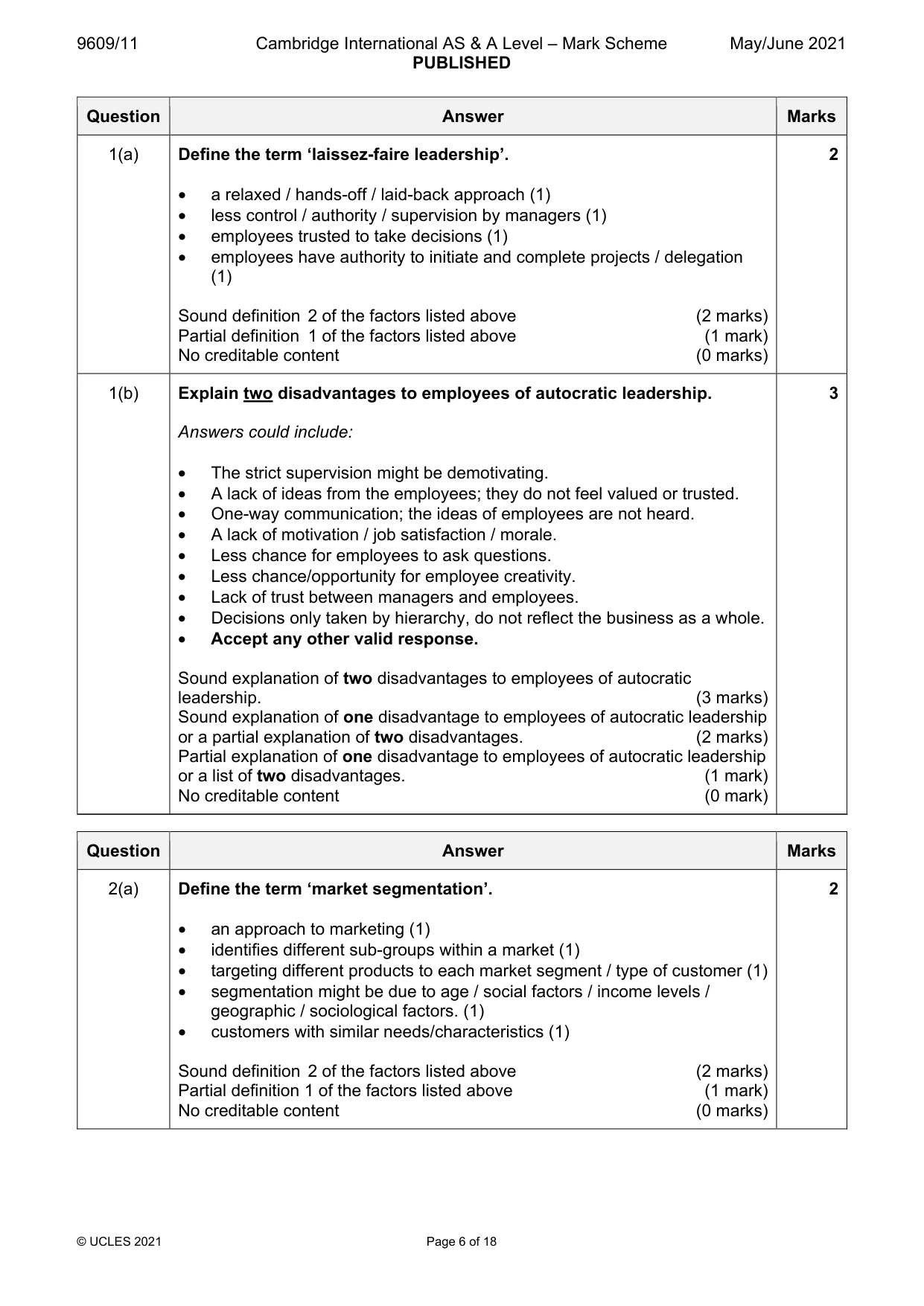 Mark scheme, page 6 of 18