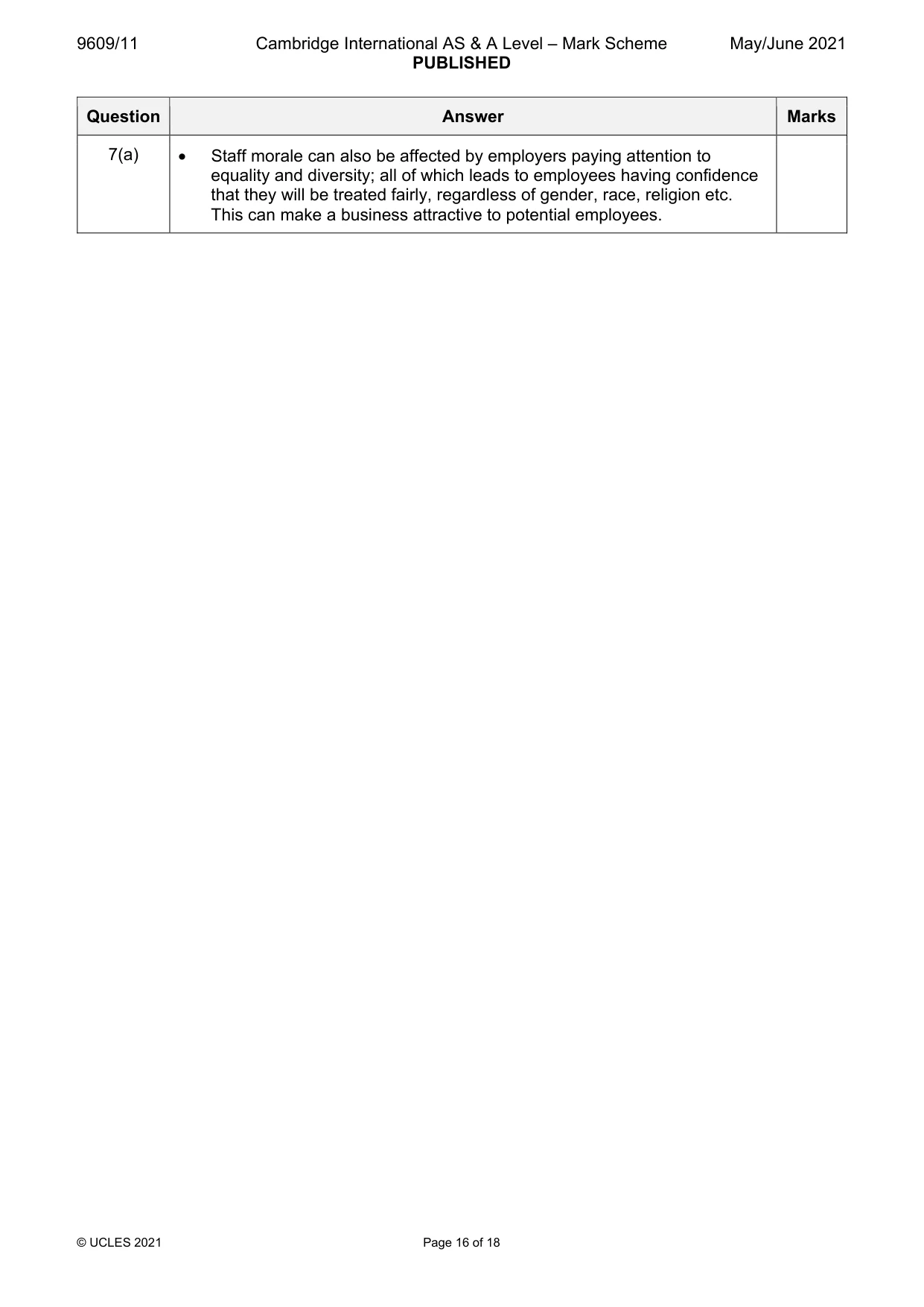 Mark scheme, page 16 of 18