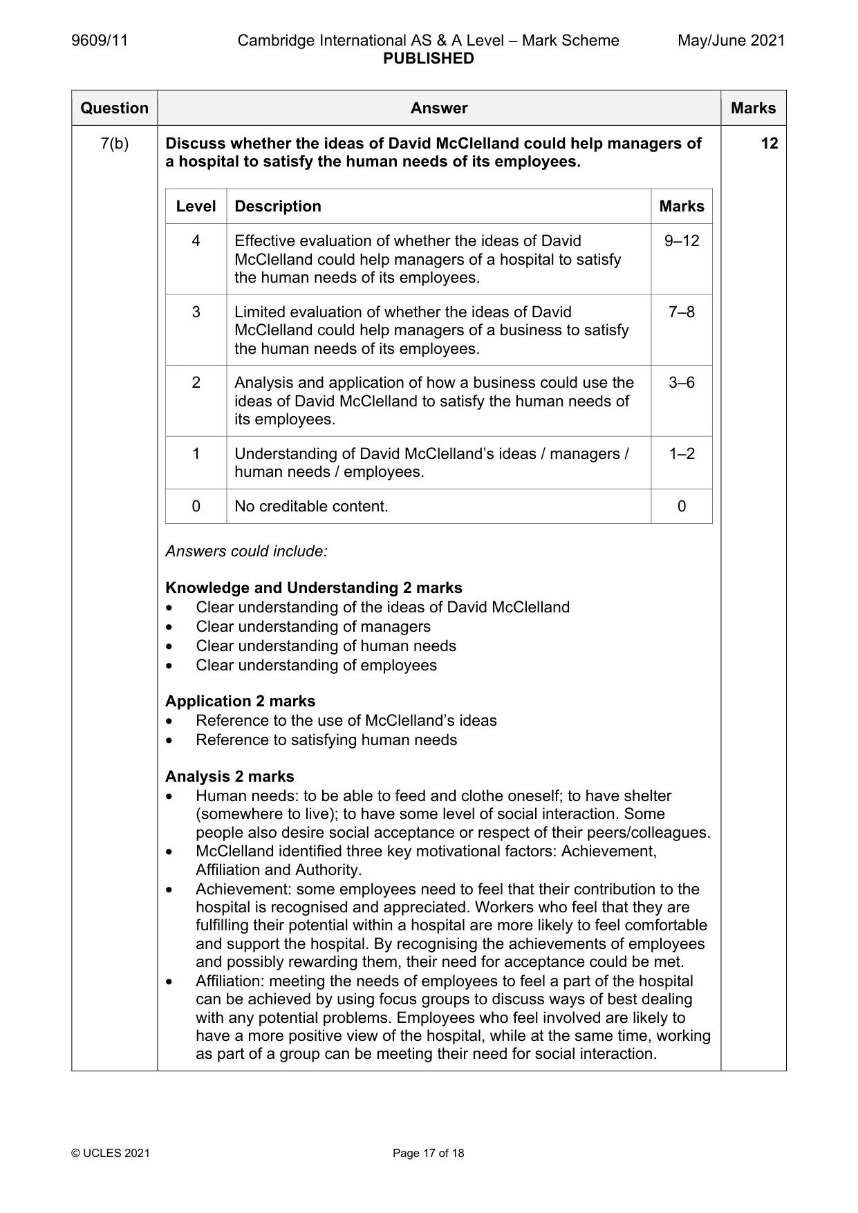 Mark scheme, page 17 of 18