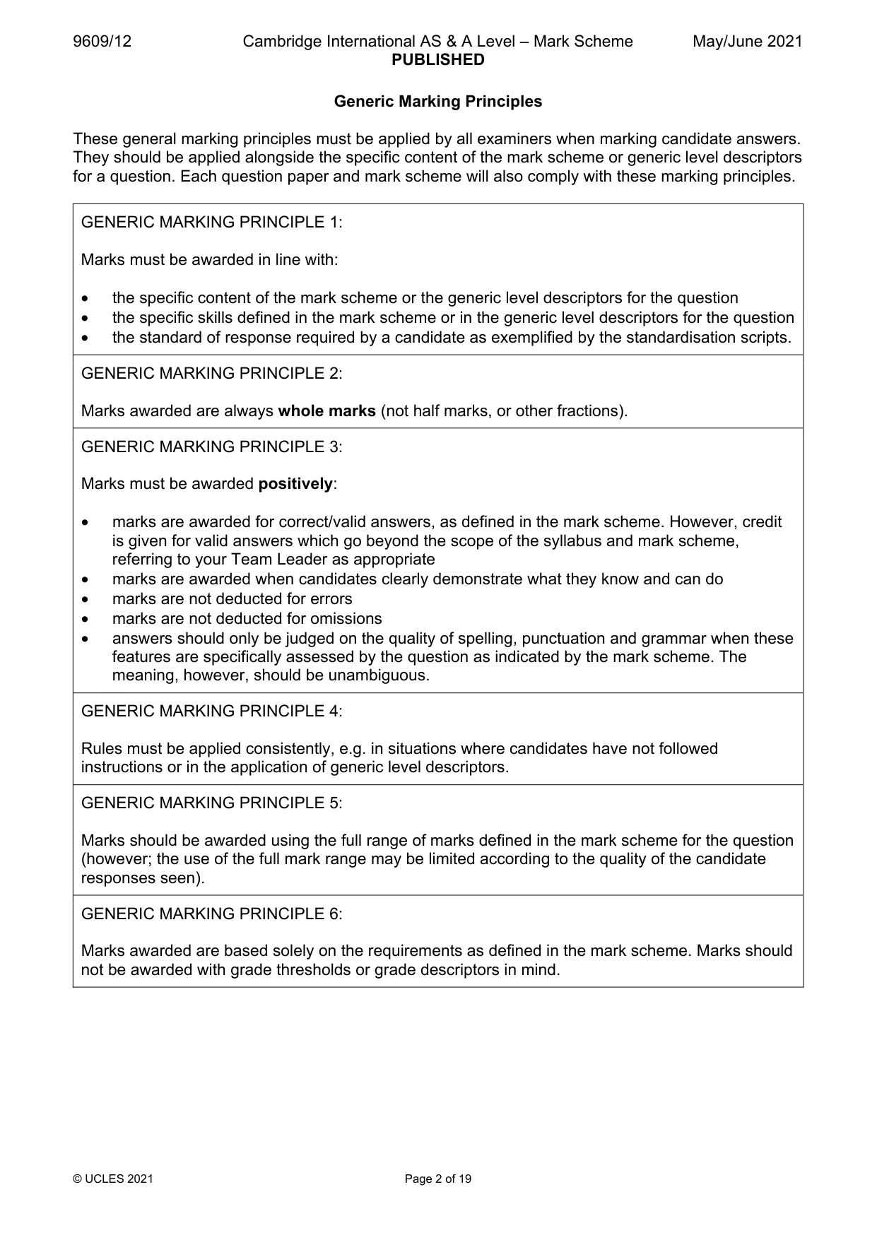 Mark scheme, page 2 of 19