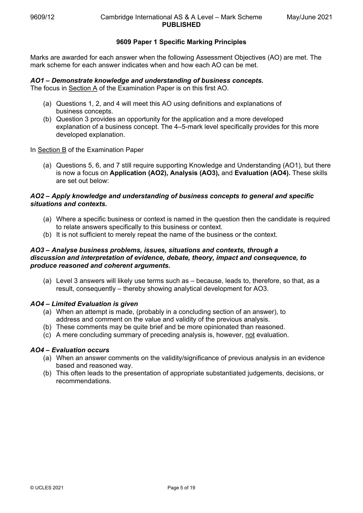 Mark scheme, page 5 of 19