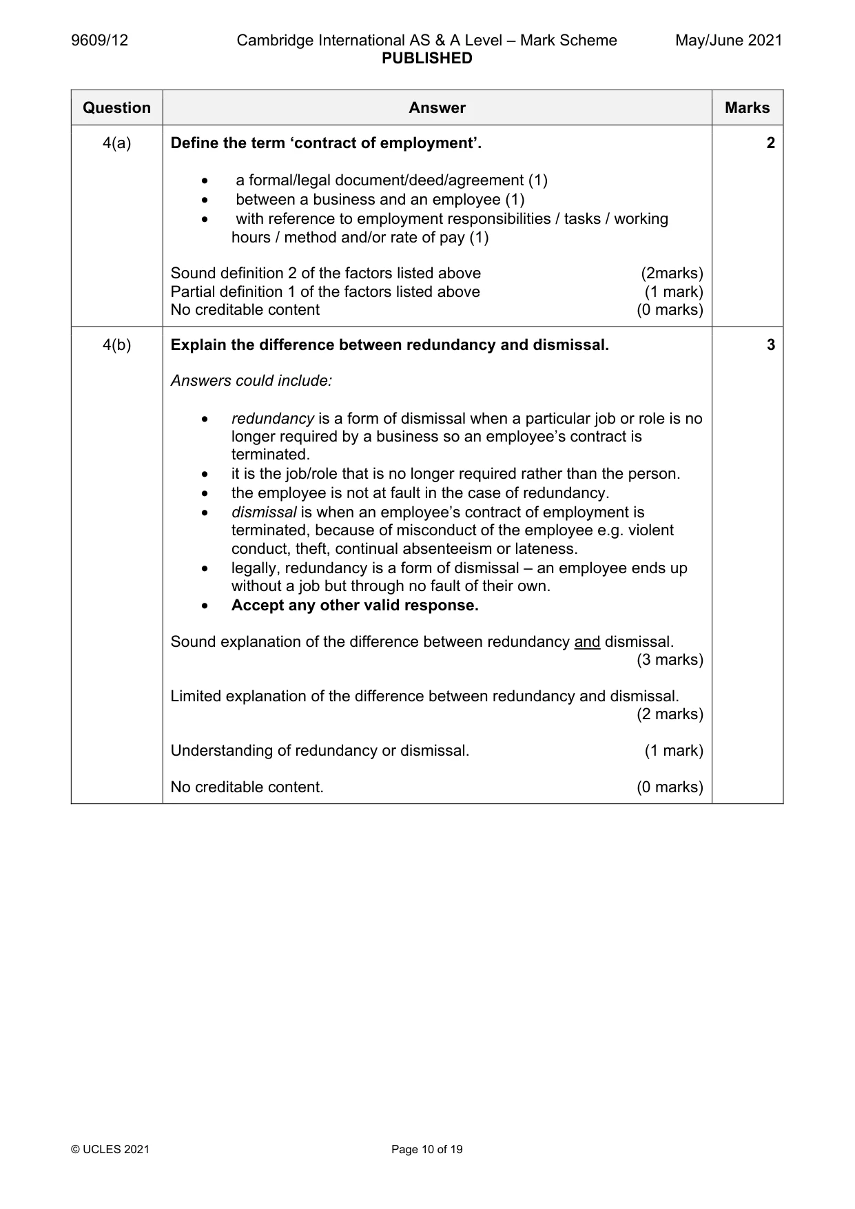 Mark scheme, page 10 of 19