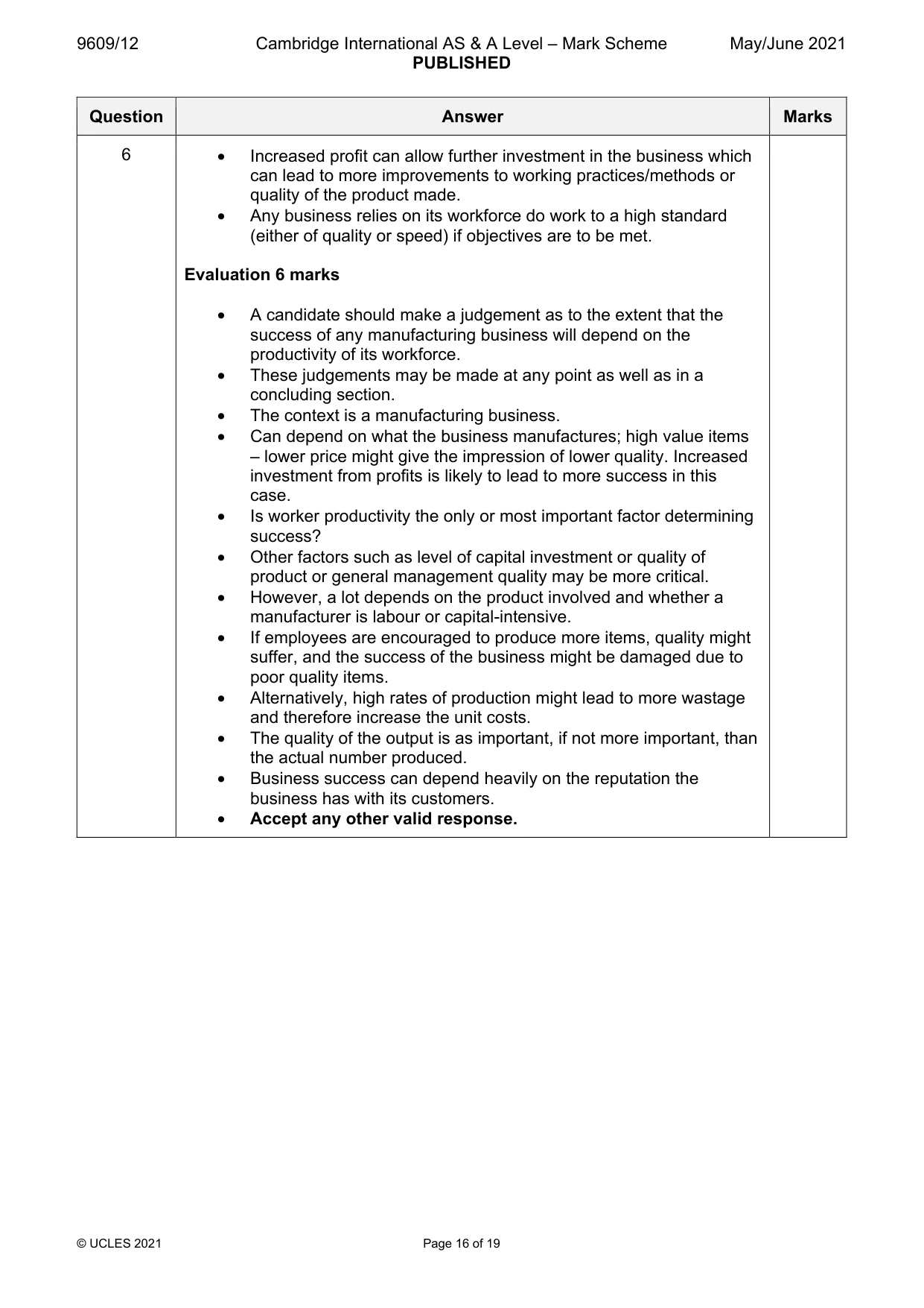 Mark scheme, page 16 of 19