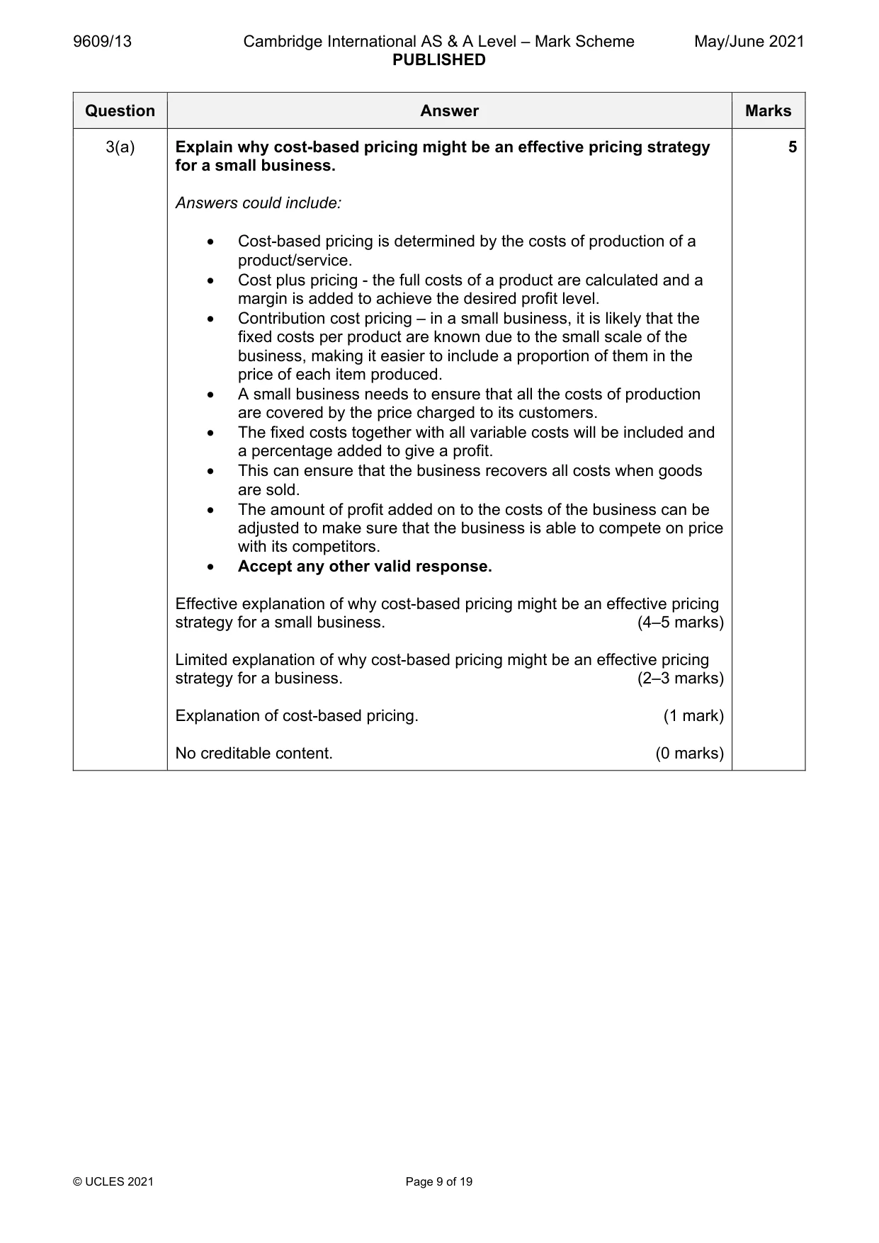 Mark scheme, page 9 of 19