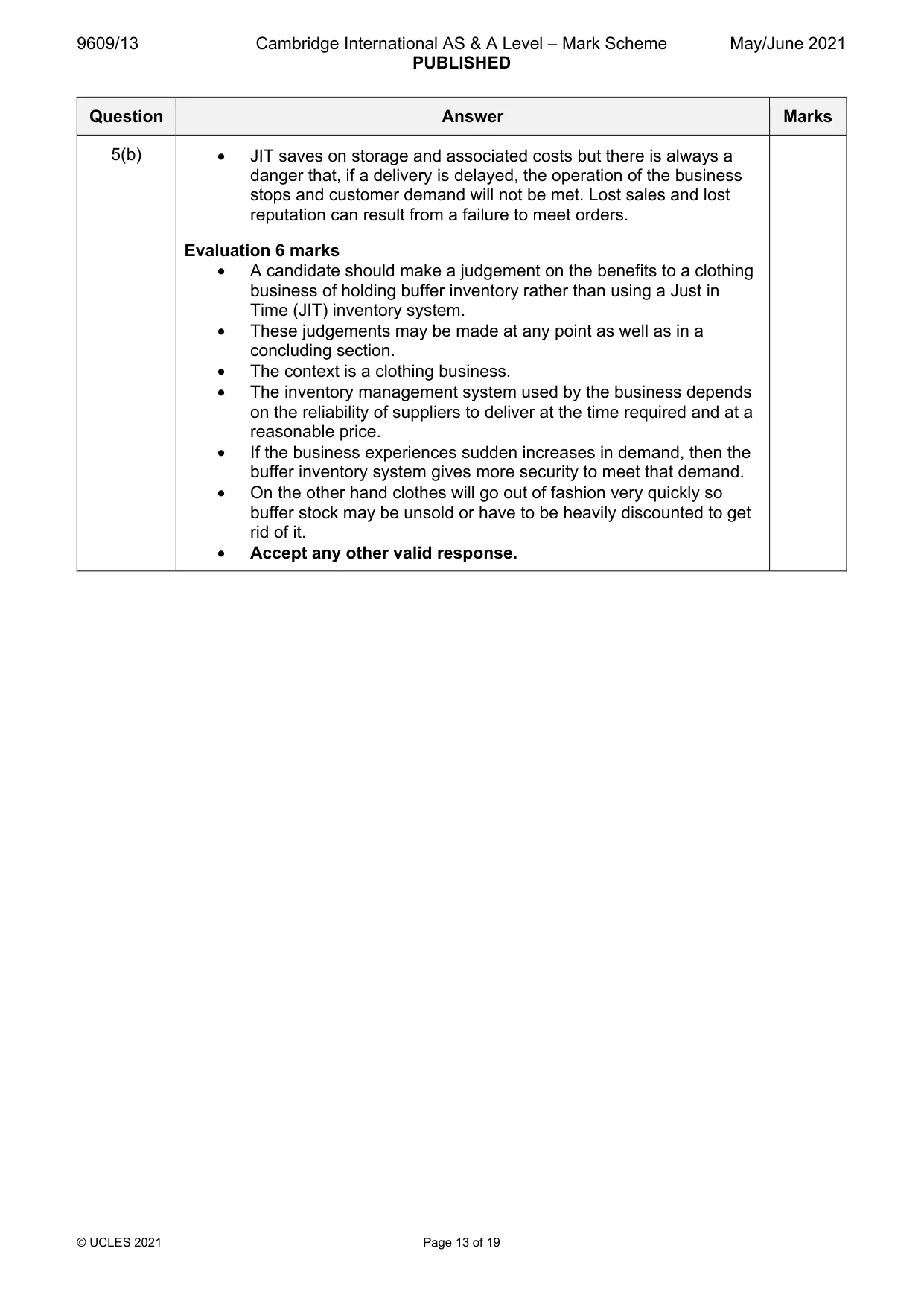 Mark scheme, page 13 of 19
