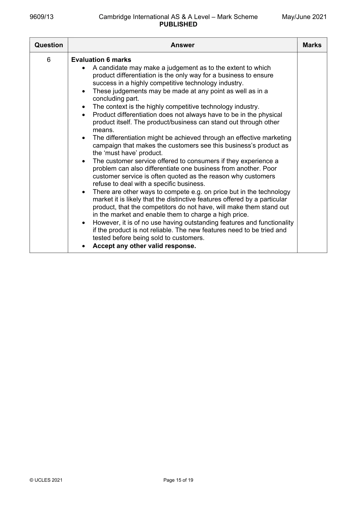 Mark scheme, page 15 of 19