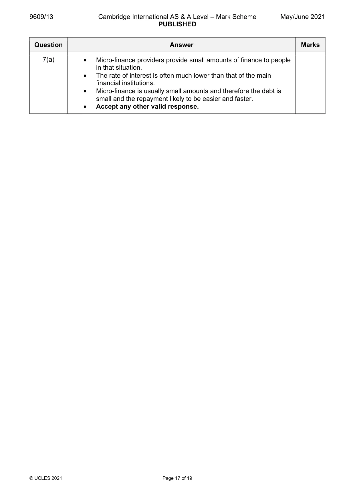 Mark scheme, page 17 of 19