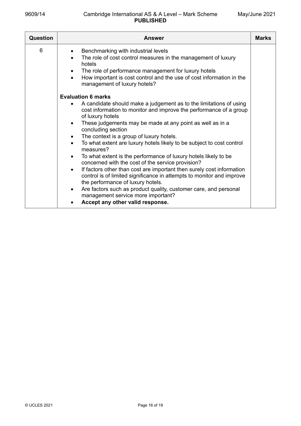 Mark scheme, page 16 of 19