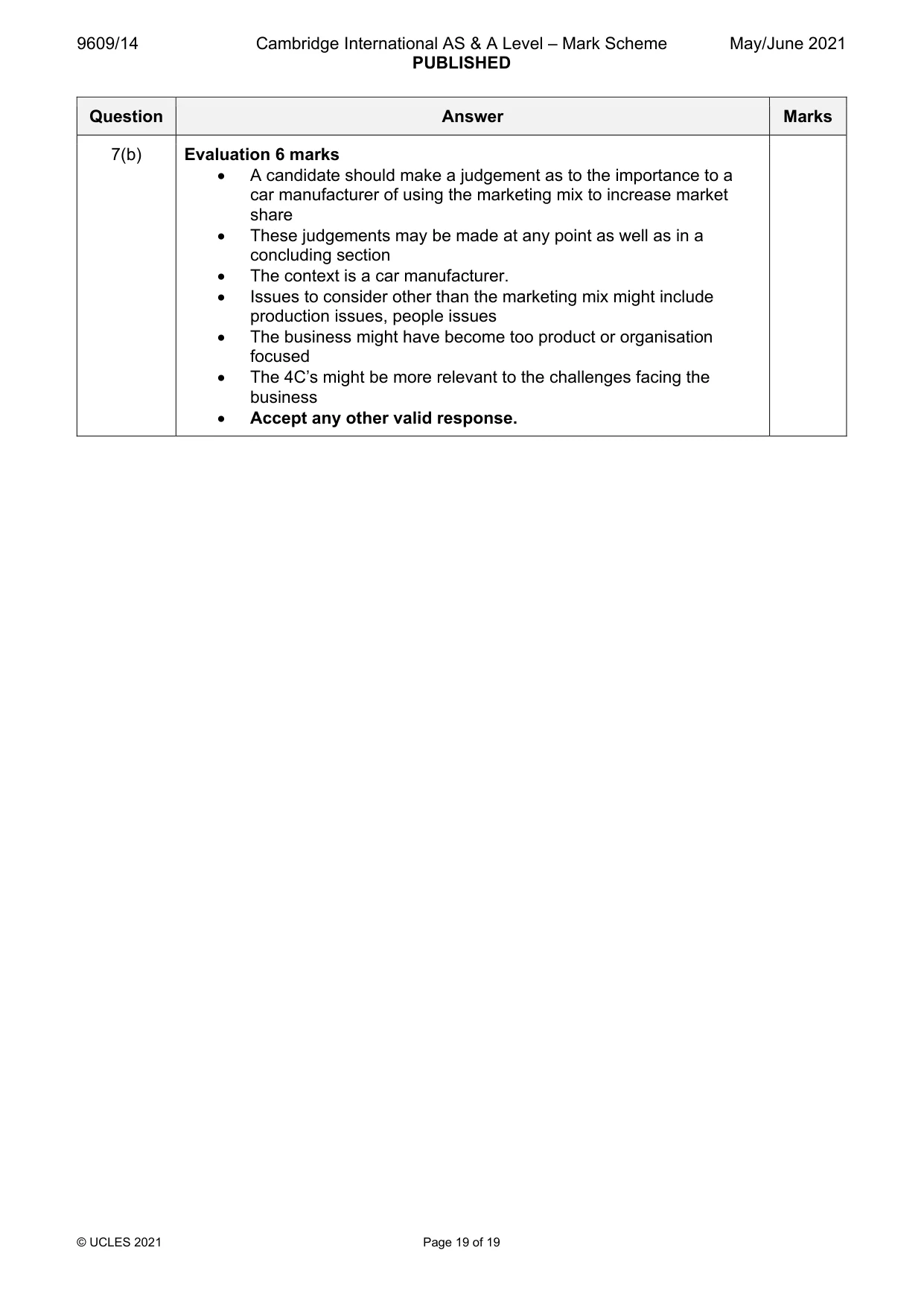 Mark scheme, page 19 of 19